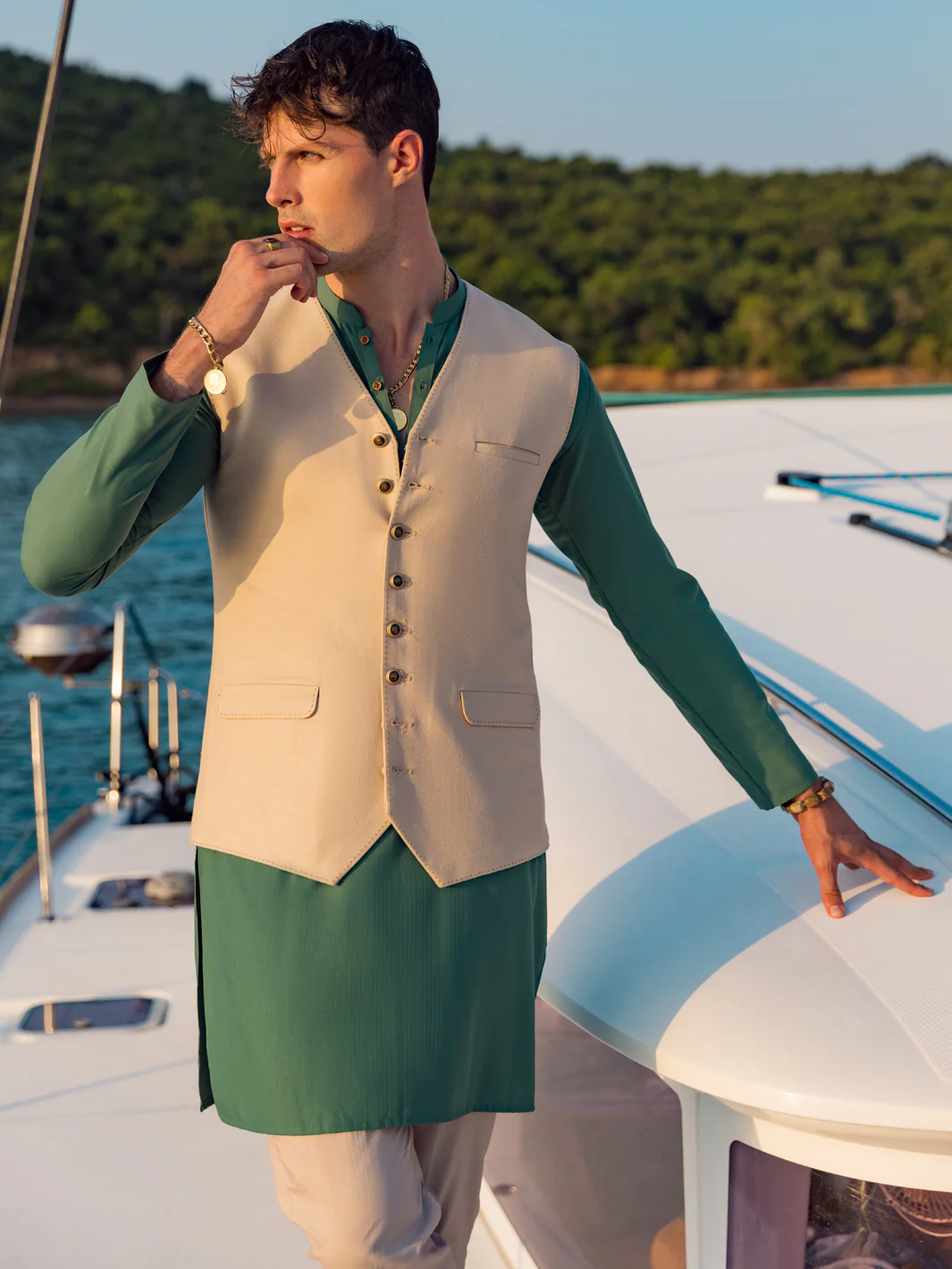 Beige Blended Waistcoat - AL-WC-469 - Image 2
