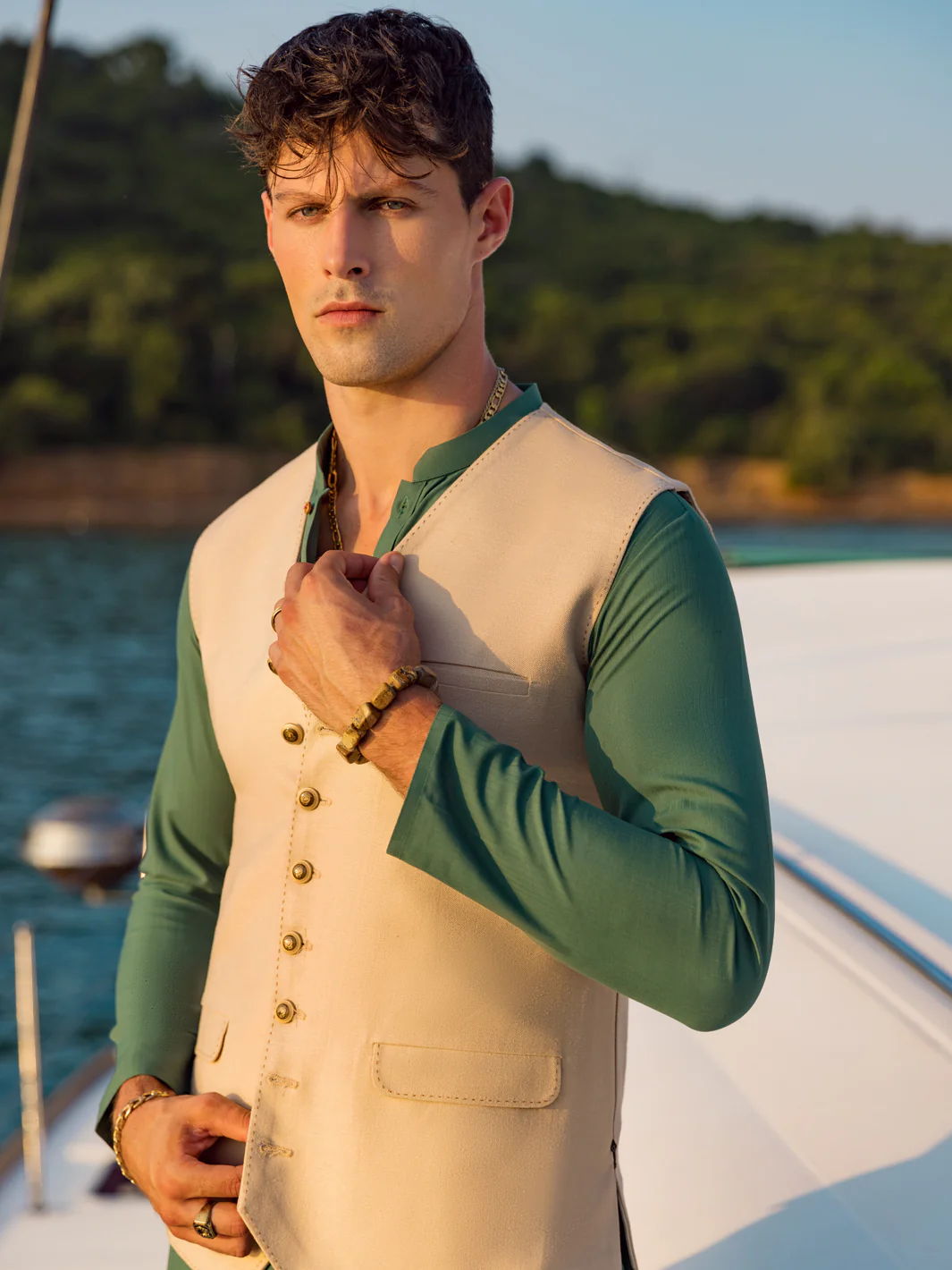 Beige Blended Waistcoat - AL-WC-469 - Image 3