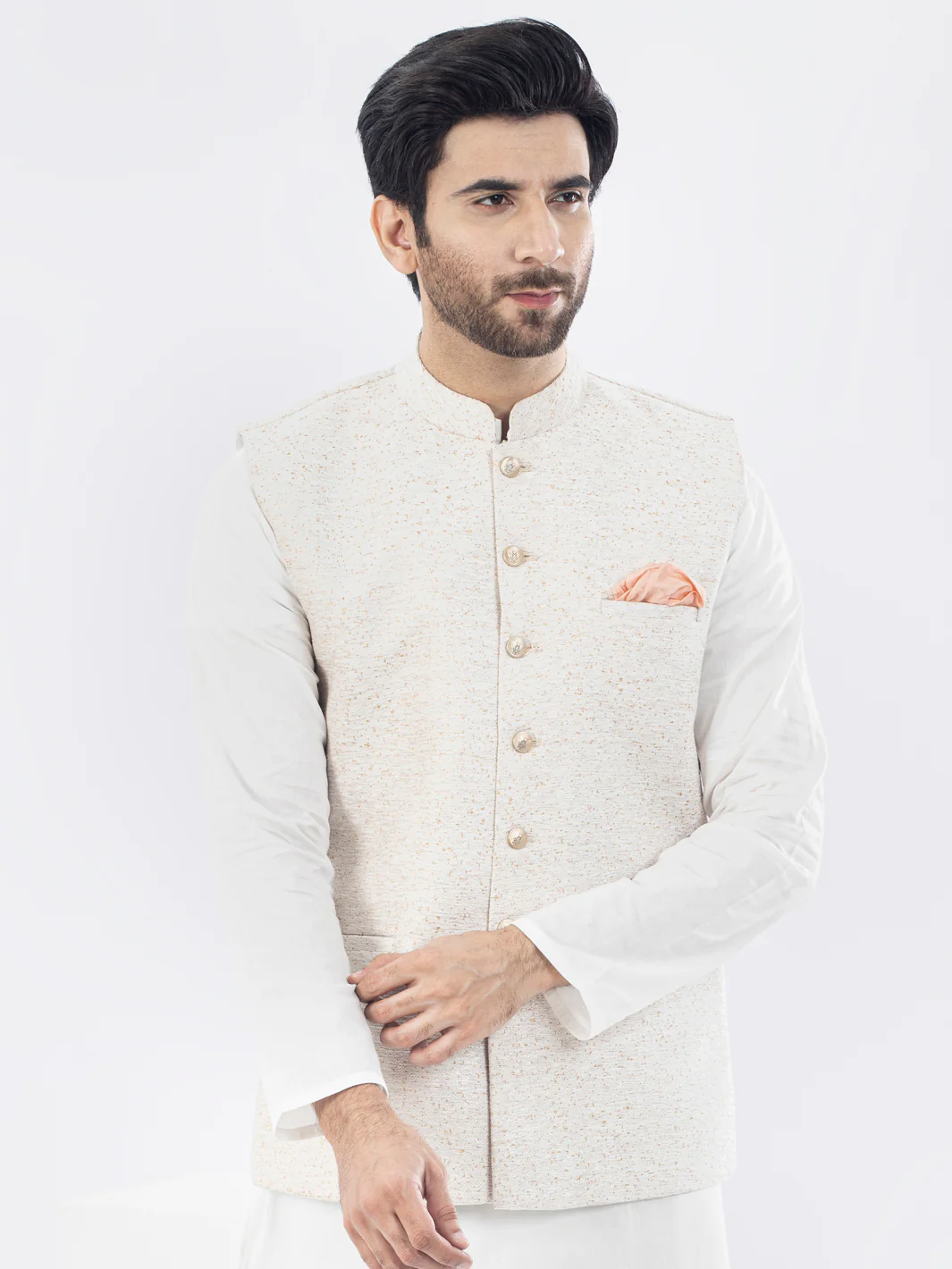 Off White Blended Waistcoat - AL-WC-470 - Image 3