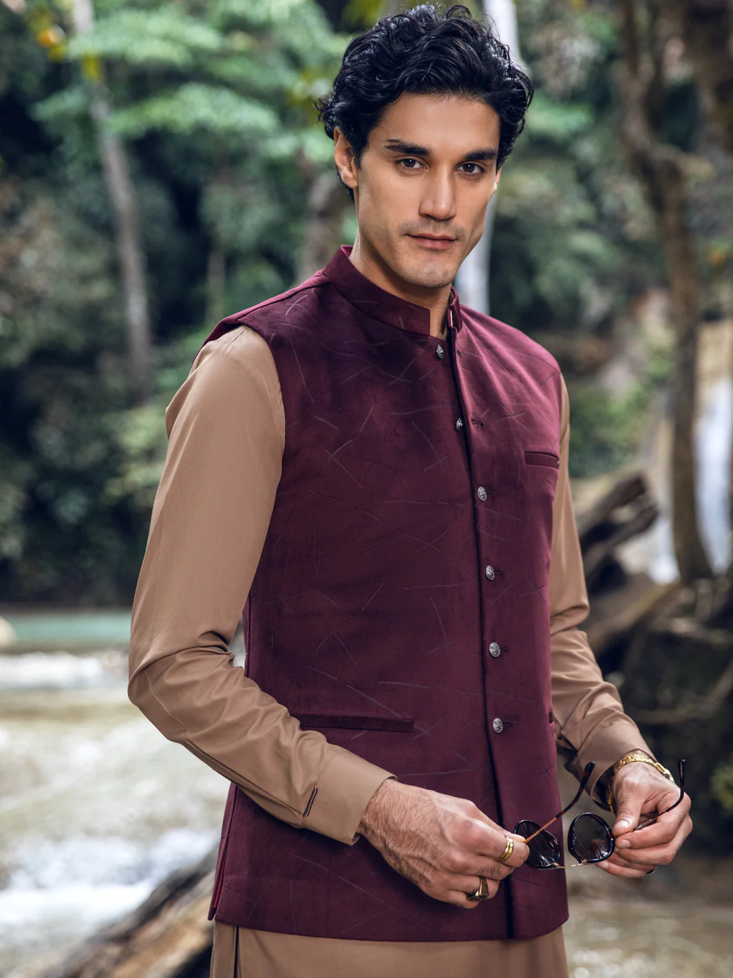 Maroon Blended Waistcoat - AL-WC-477 - Image 2