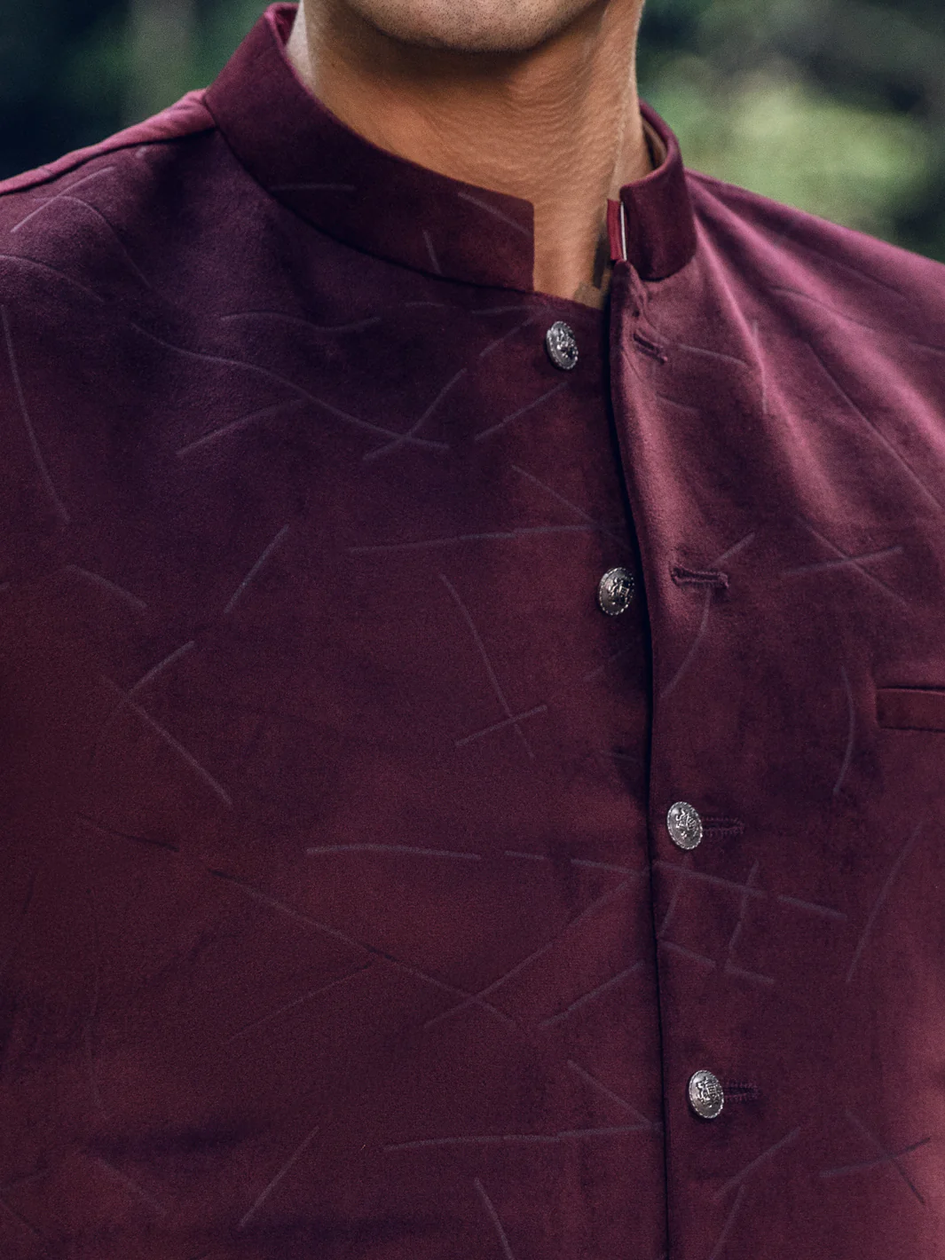 Maroon Blended Waistcoat - AL-WC-477 - Image 4