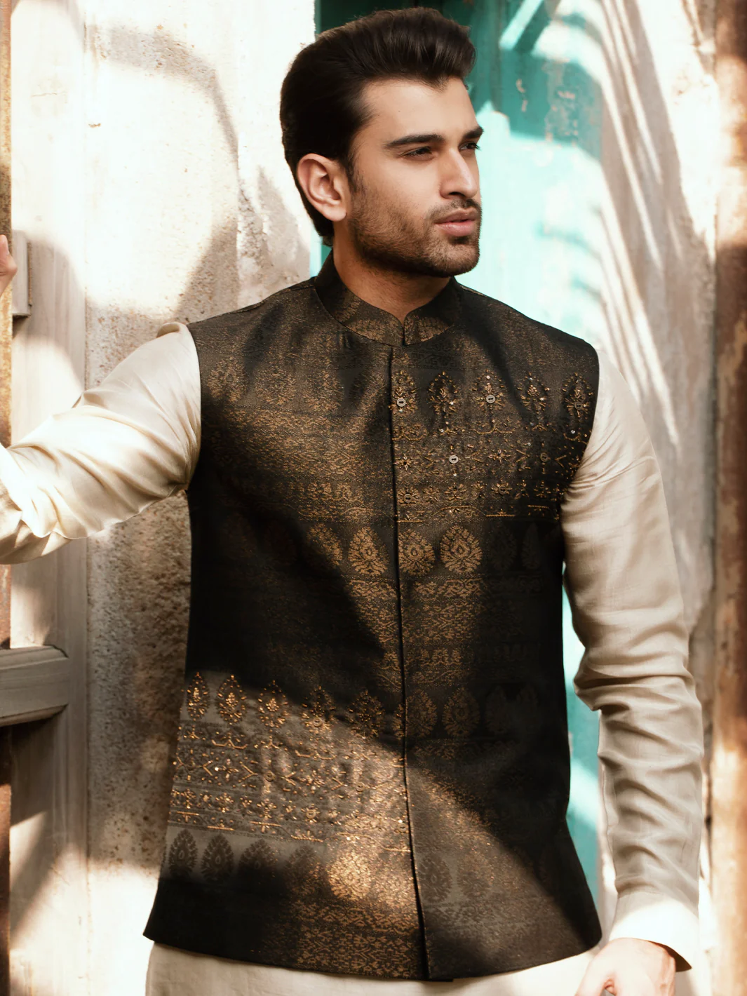 Brown Jacquard Waistcoat - AL-WC-478 - Image 2