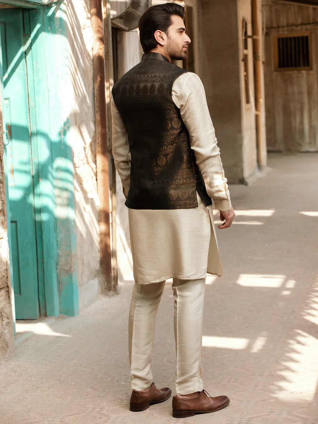 Brown Jacquard Waistcoat - AL-WC-478 - Image 3