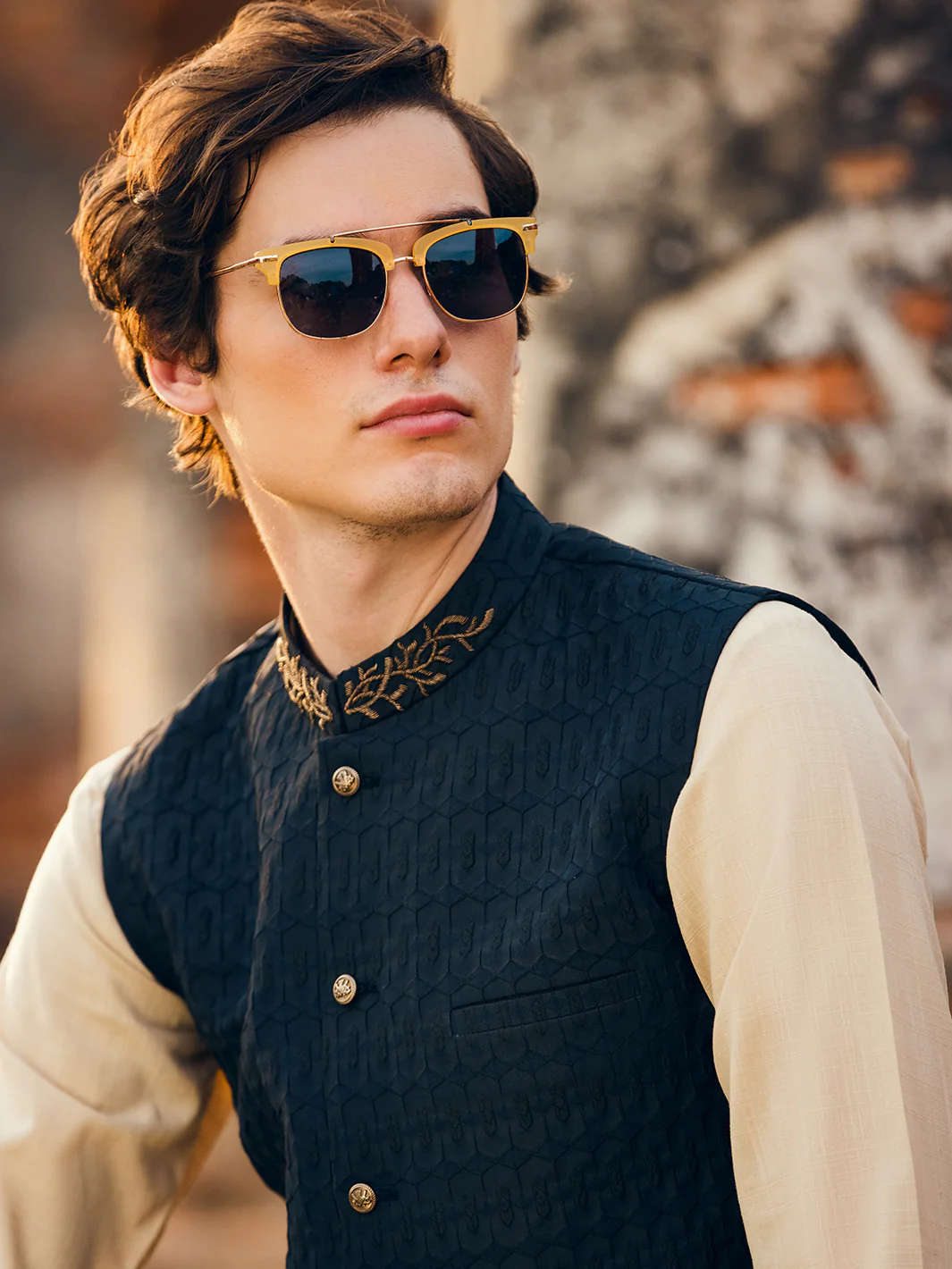 Black Jacquard Waistcoat - AL-WC-485 - Image 4