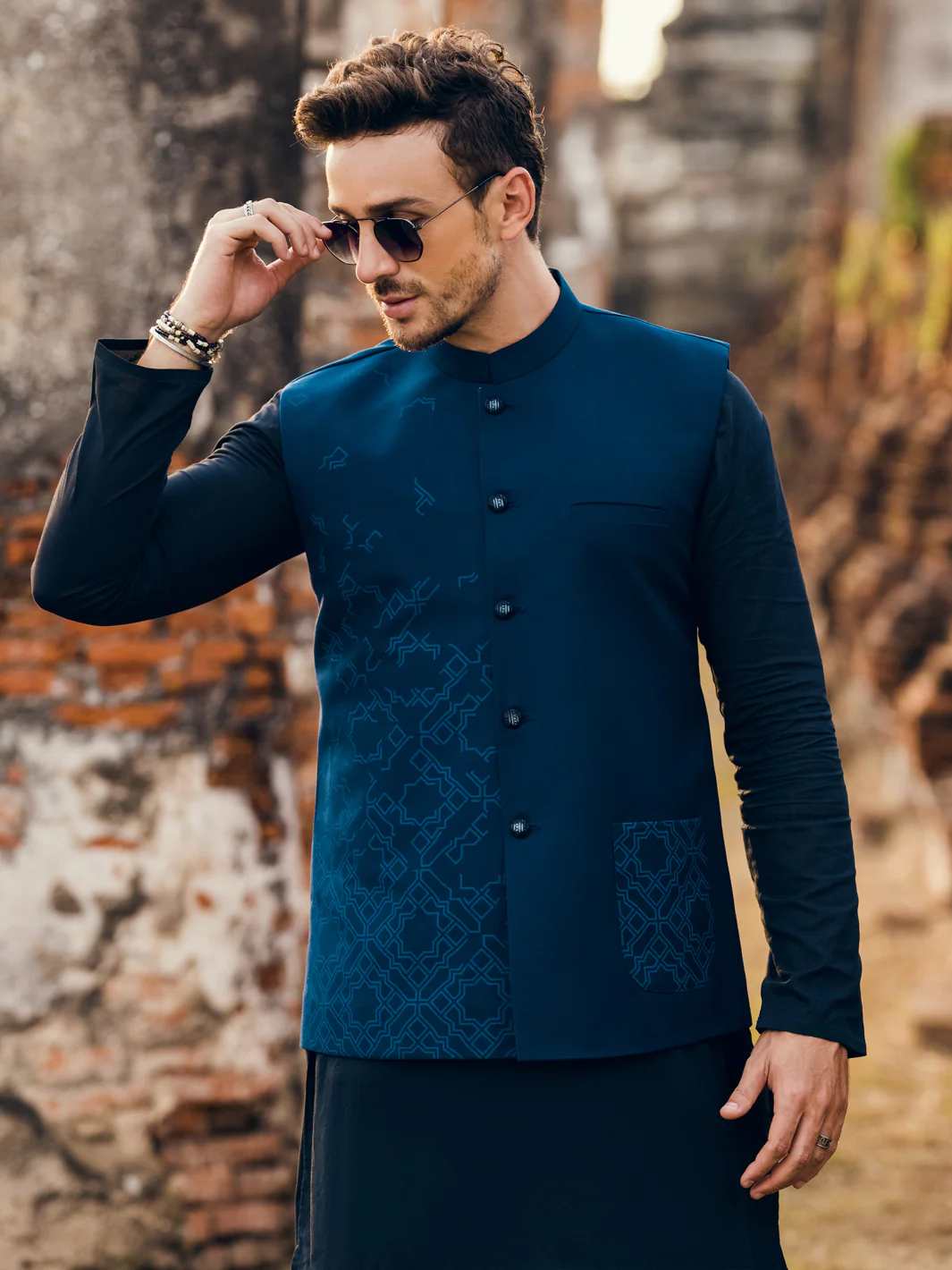 Blue Blended Waistcoat - AL-WC-486 - Image 2