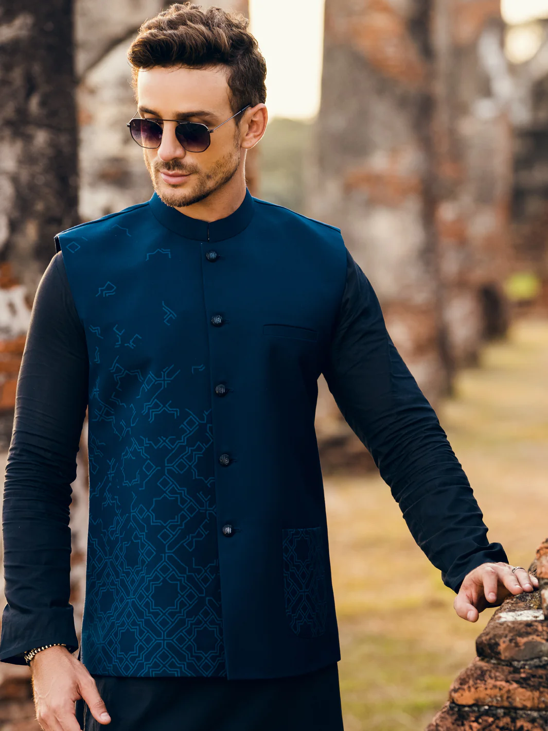 Blue Blended Waistcoat - AL-WC-486 - Image 3