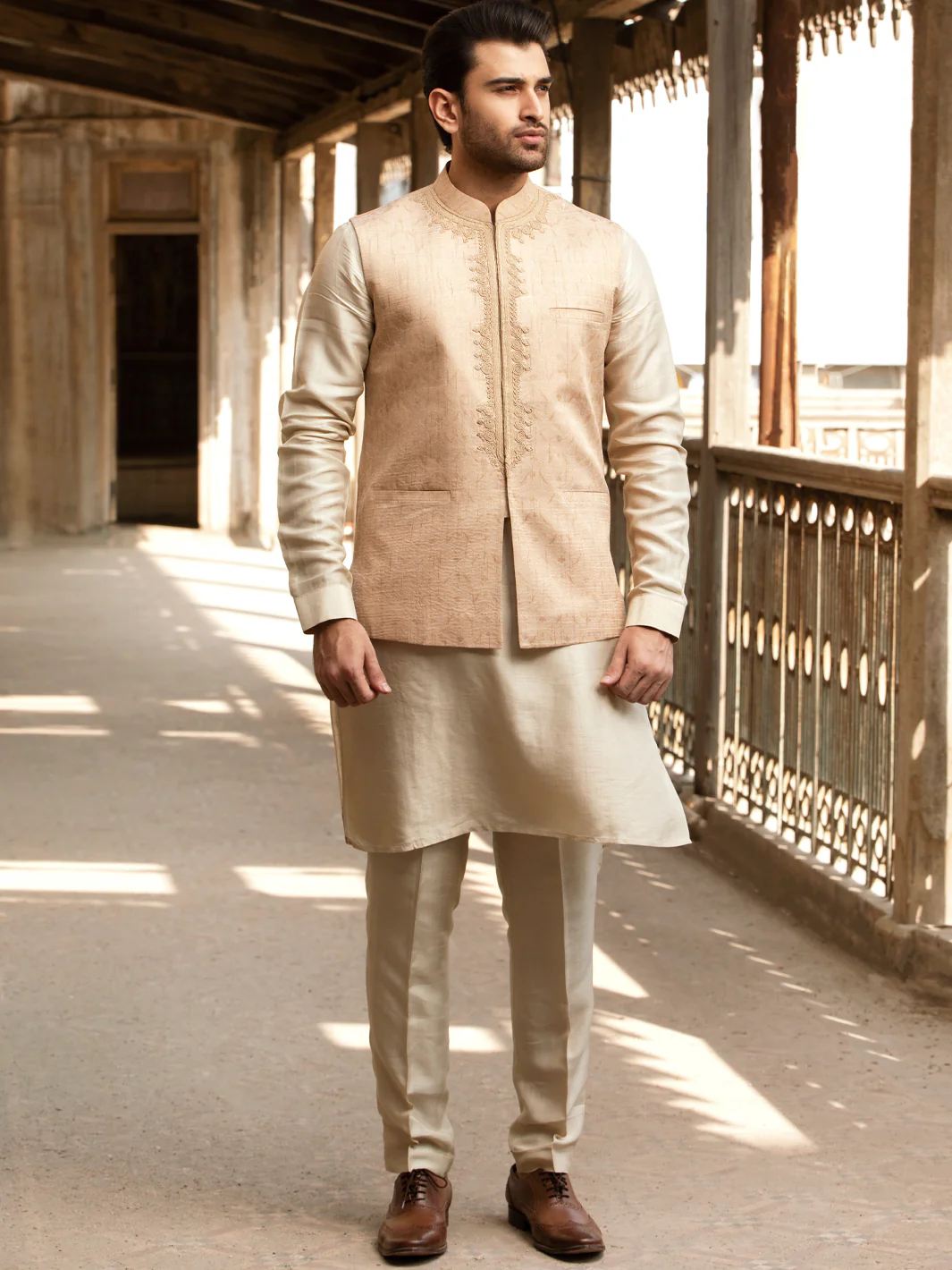 Beige Blended Waistcoat - AL-WC-491 - Image 2