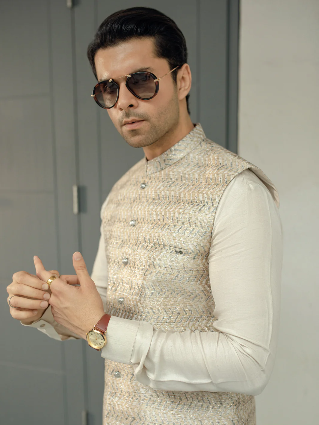 Dull Gold Blended Waistcoat - AL-WC-498 - Image 3