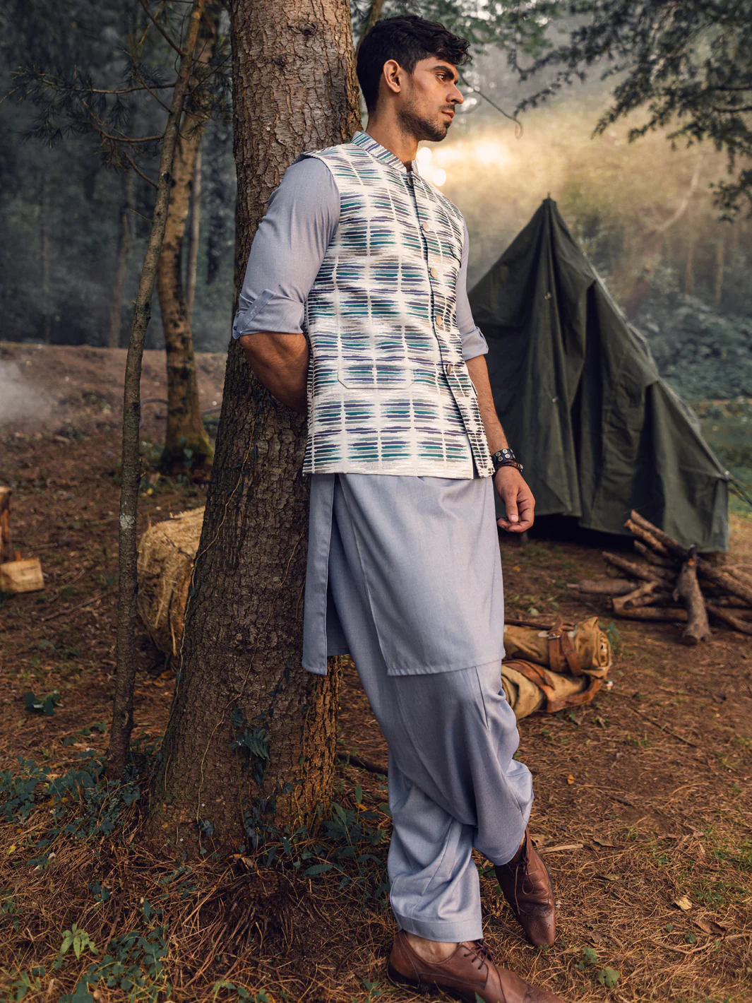 Teal Green Blended Waistcoat - AL-WC-500 - Image 2