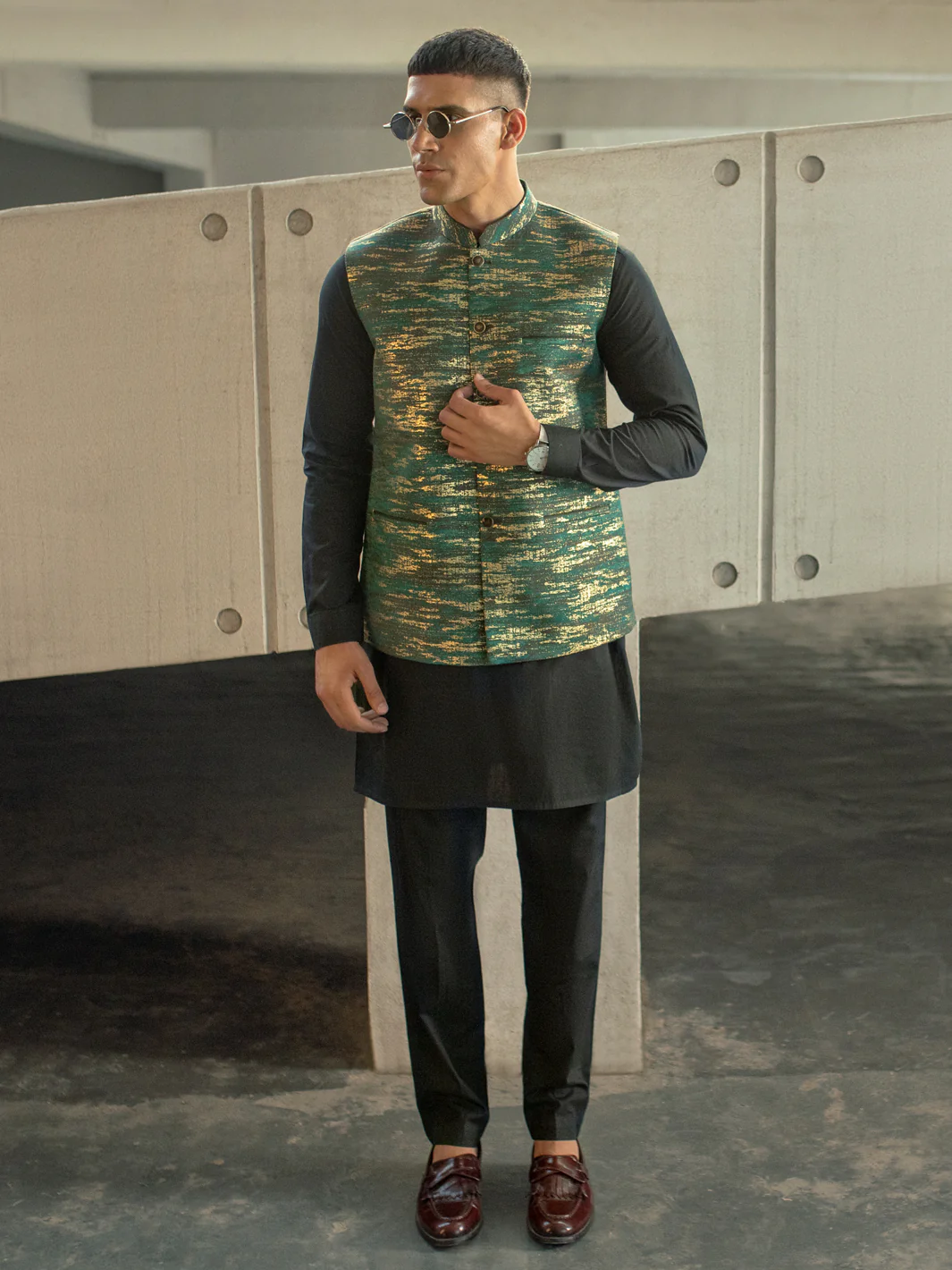 Green Blended Waistcoat - AL-WC-501