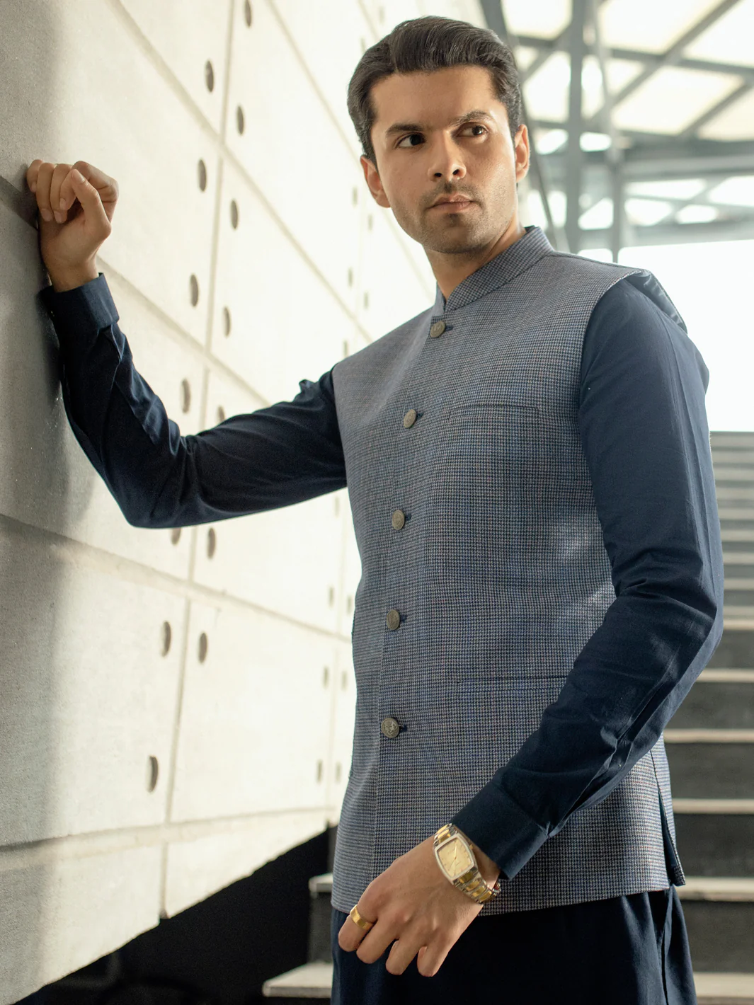 Blue Blended Waistcoat - AL-WC-504 - Image 4