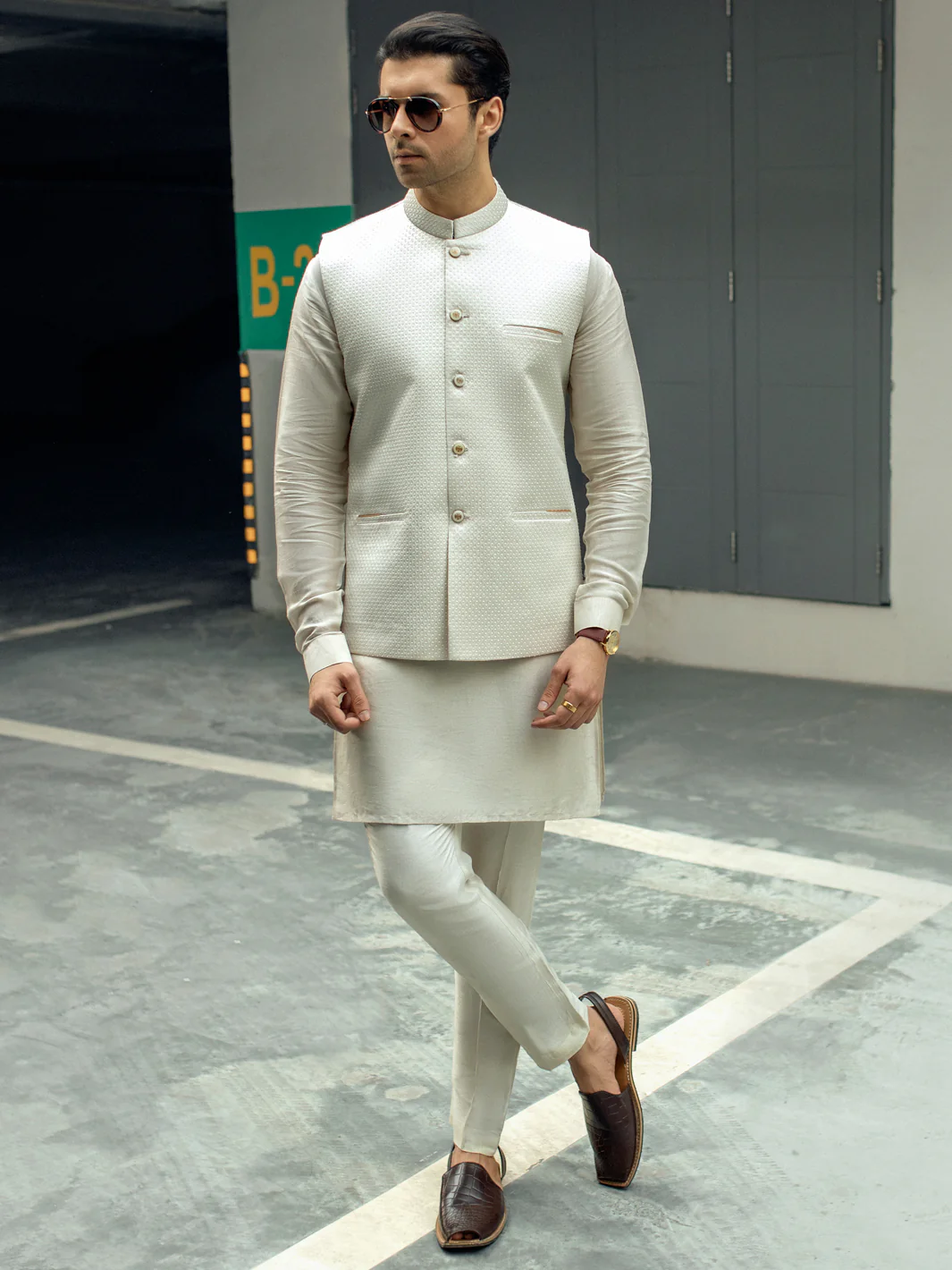 Off White Blended Waistcoat - AL-WC-505