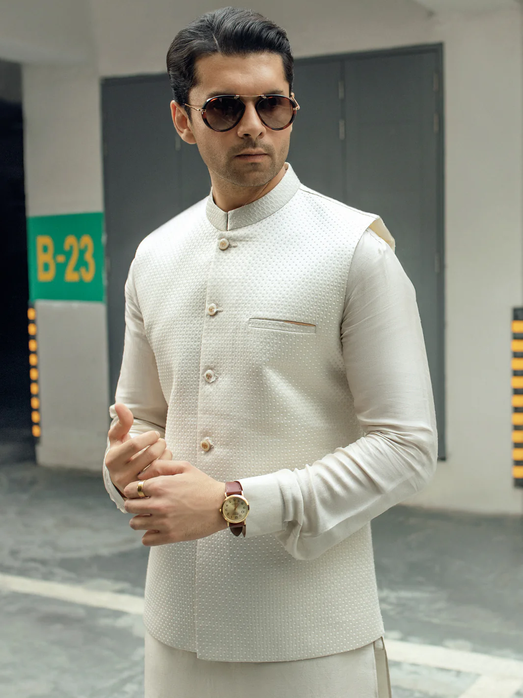 Off White Blended Waistcoat - AL-WC-505 - Image 4