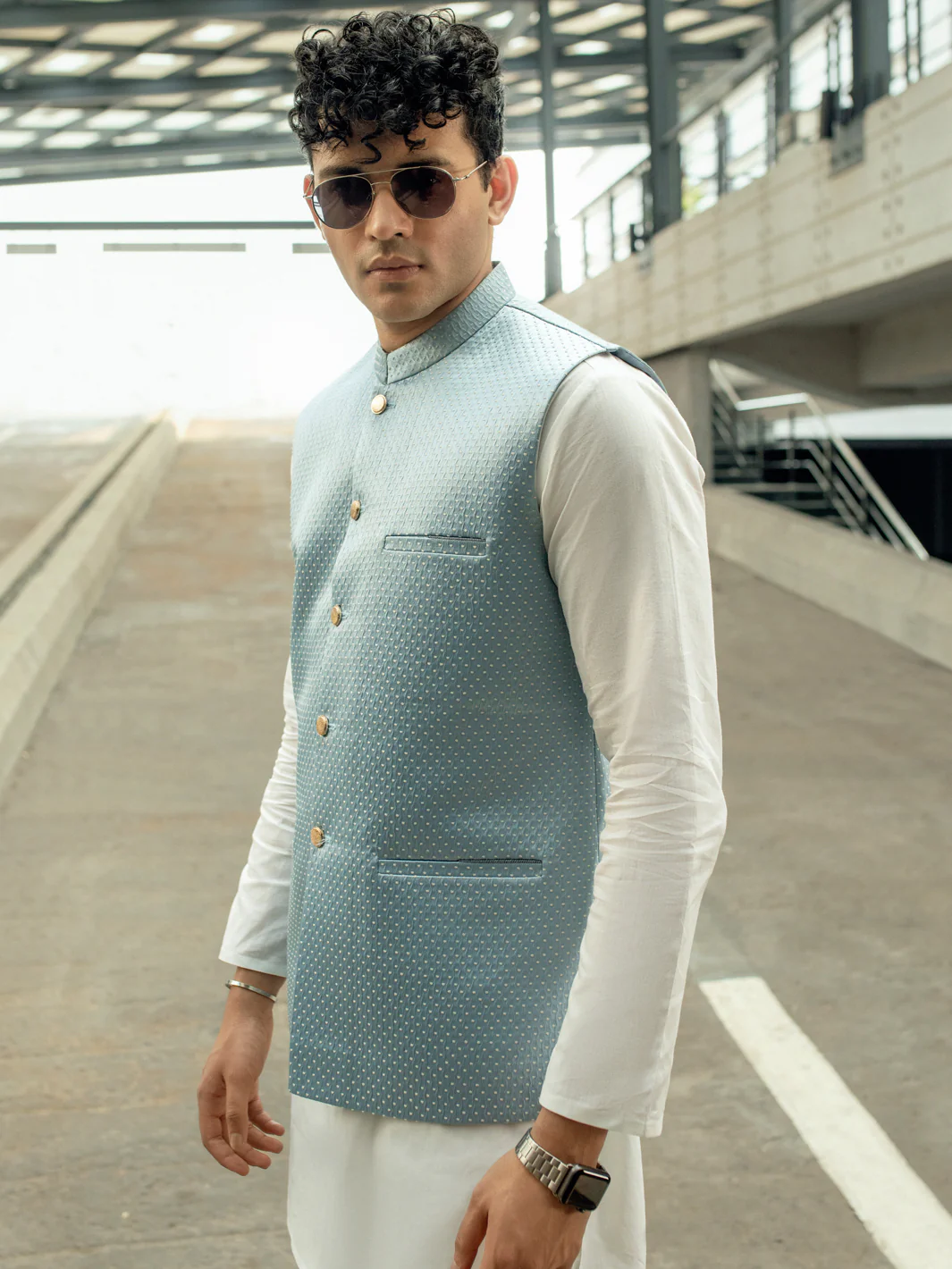 Light Blue Blended Waistcoat - AL-WC-510 - Image 2