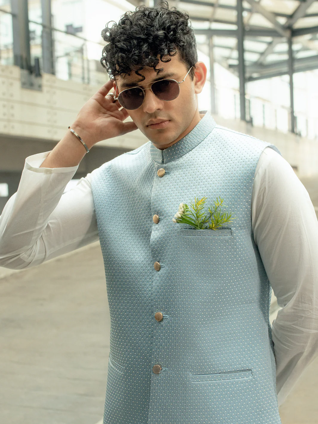 Light Blue Blended Waistcoat - AL-WC-510 - Image 4