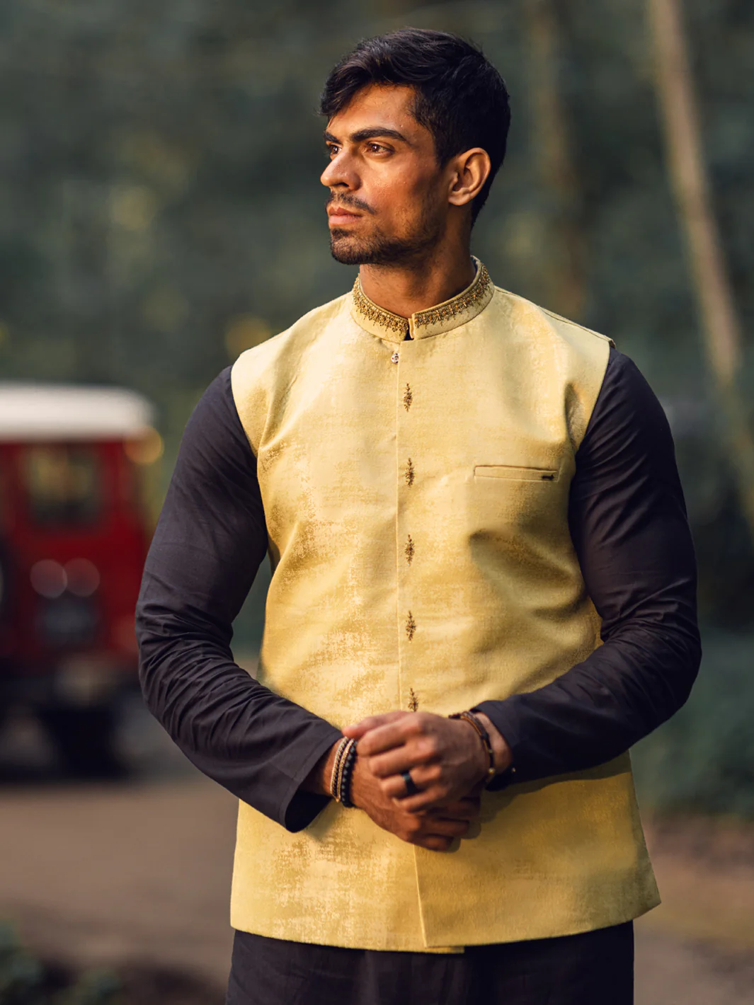 Pistachio Green Blended Waistcoat - AL-WC-519 - Image 4