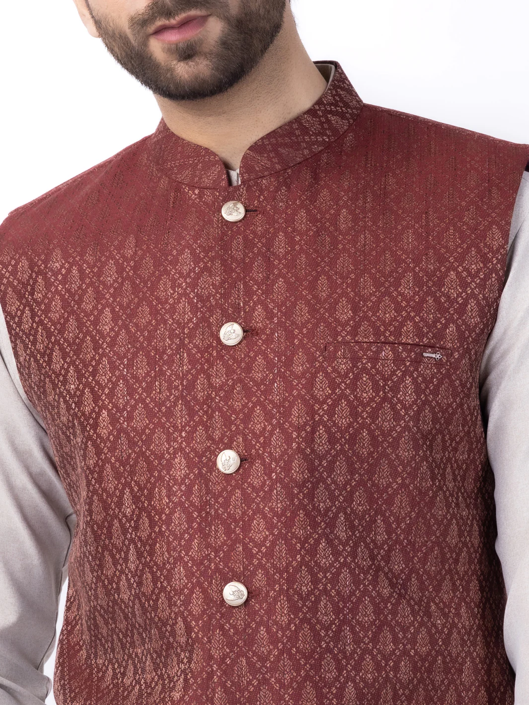 Rust Brown Blended Waistcoat - AL-WC-537 - Image 3