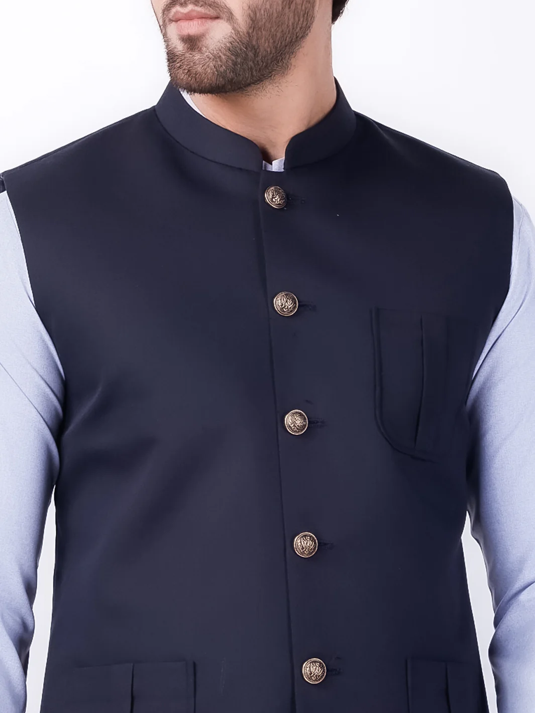 Midnight Blue Blended Waistcoat - AL-WC-539A - Image 2