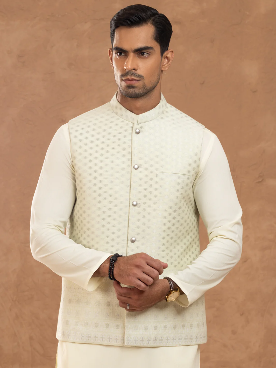 Light Green Blended Waistcoat - AL-WC-543B - Image 5