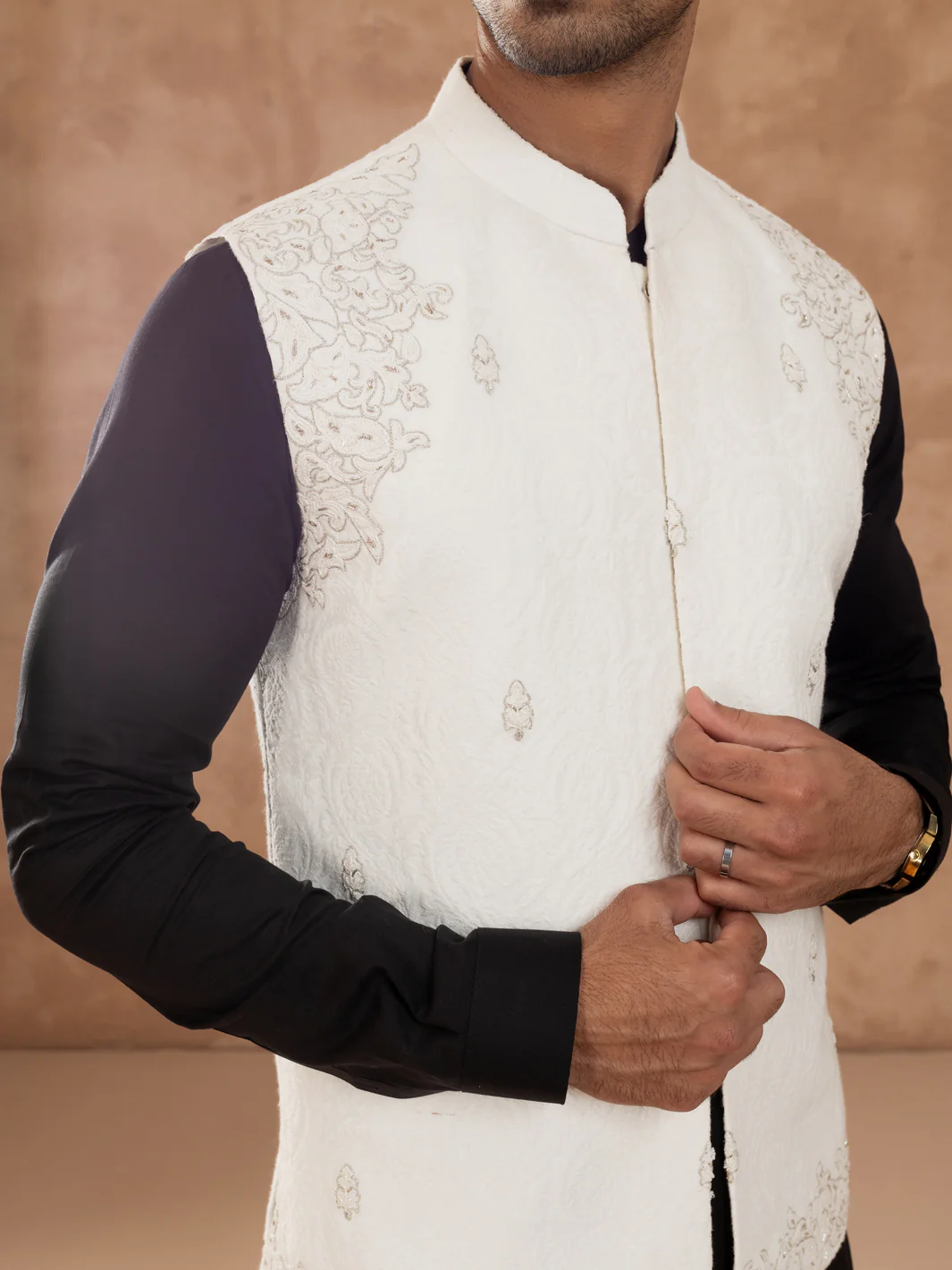 White Blended Waistcoat - AL-WC-552 - Image 3
