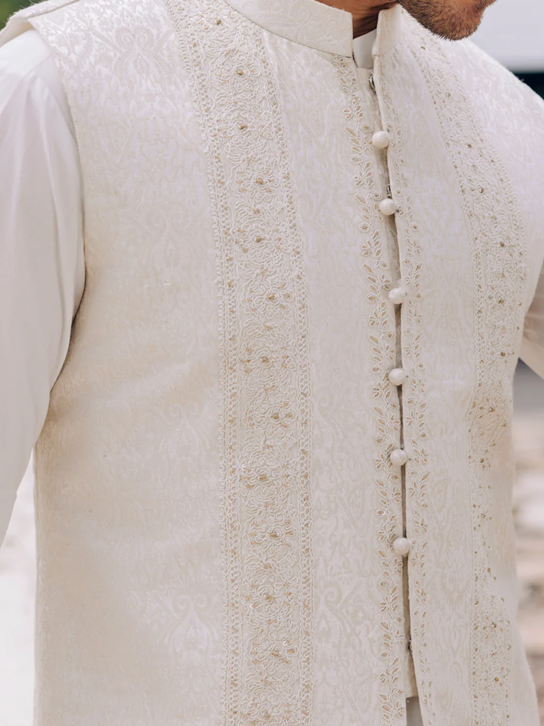 Off White Blended Waistcoat - AL-WC-576 - Image 3