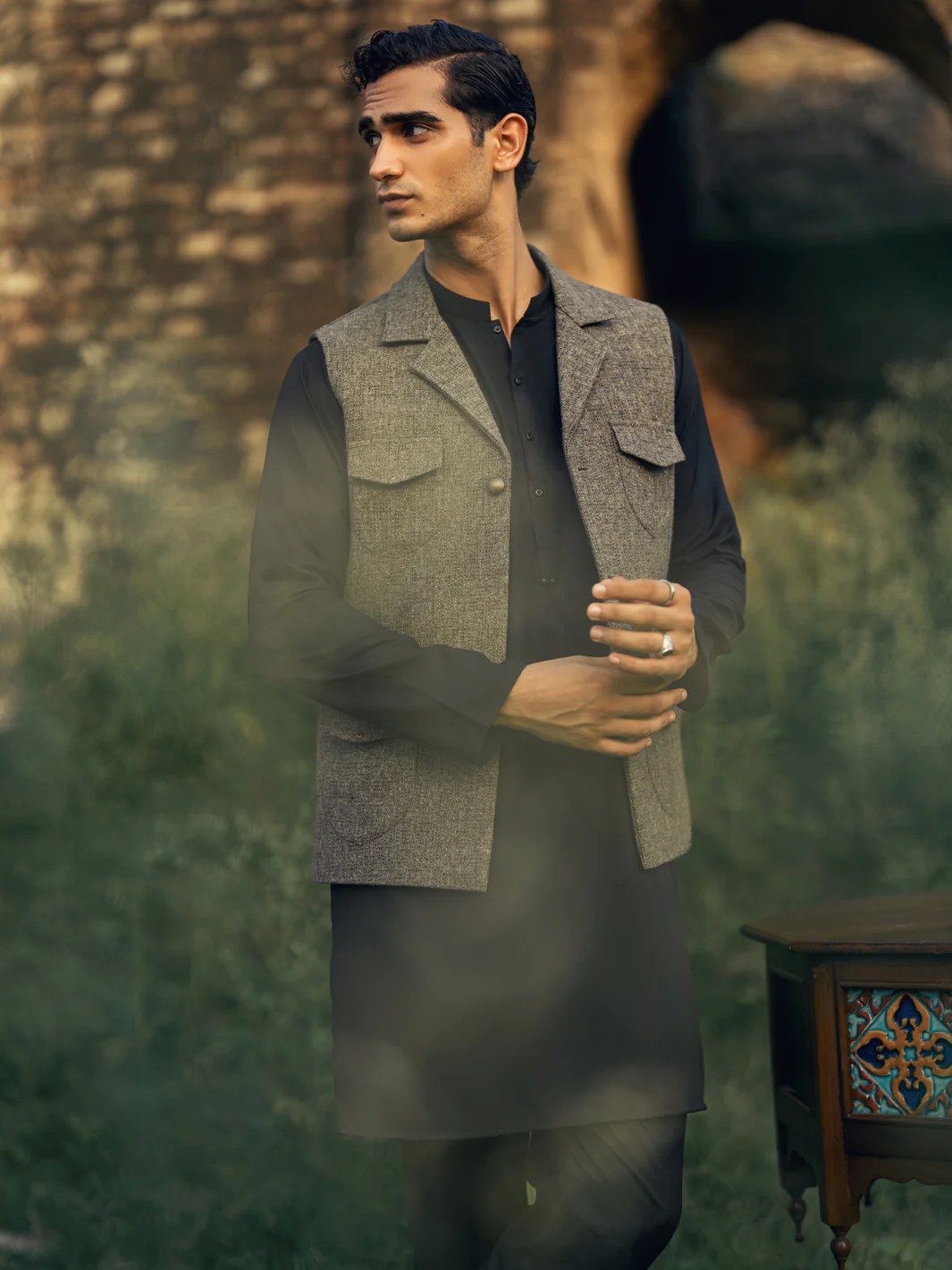 Olive Green Waistcoat - AL-WC-603 - Image 3