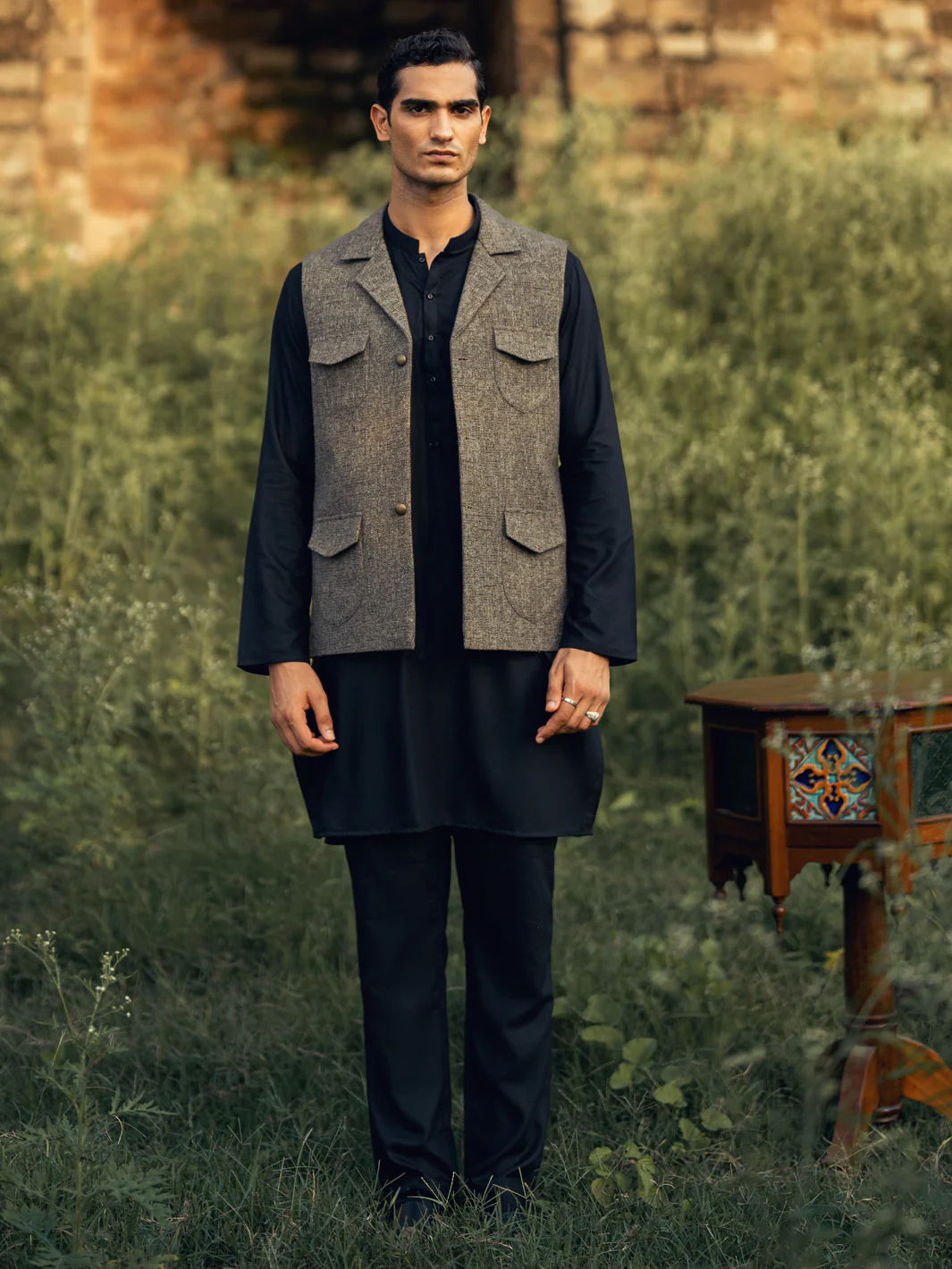 Olive Green Waistcoat - AL-WC-603 - Image 4