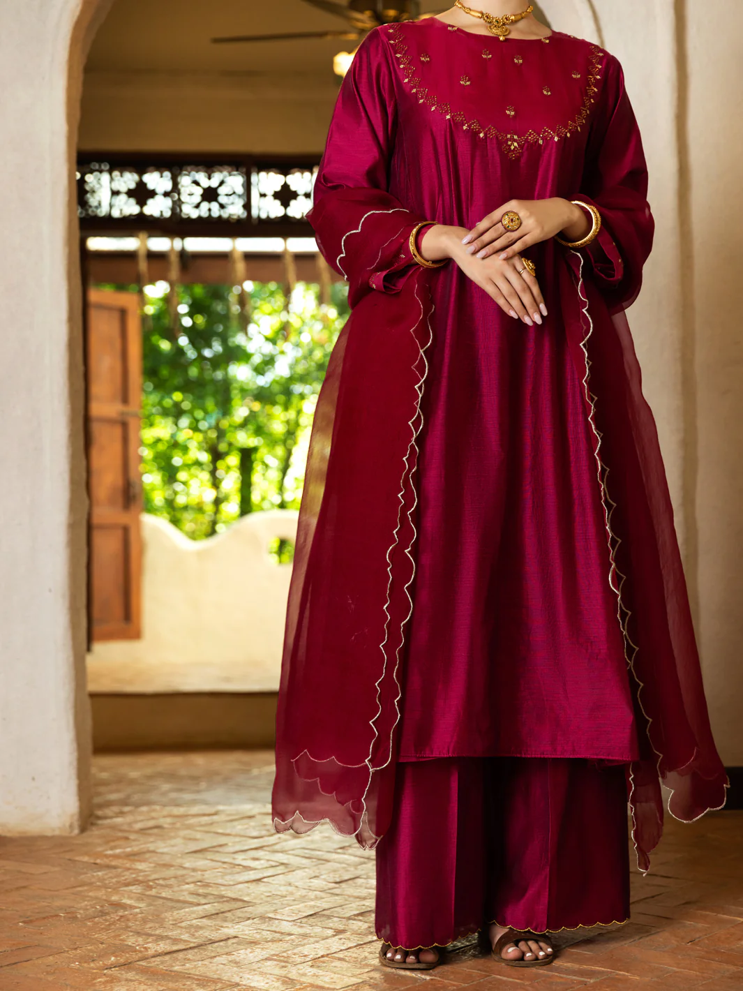 Fuchsia Modal 2 Piece Stitched - ALCR-2PS-LKS-1071