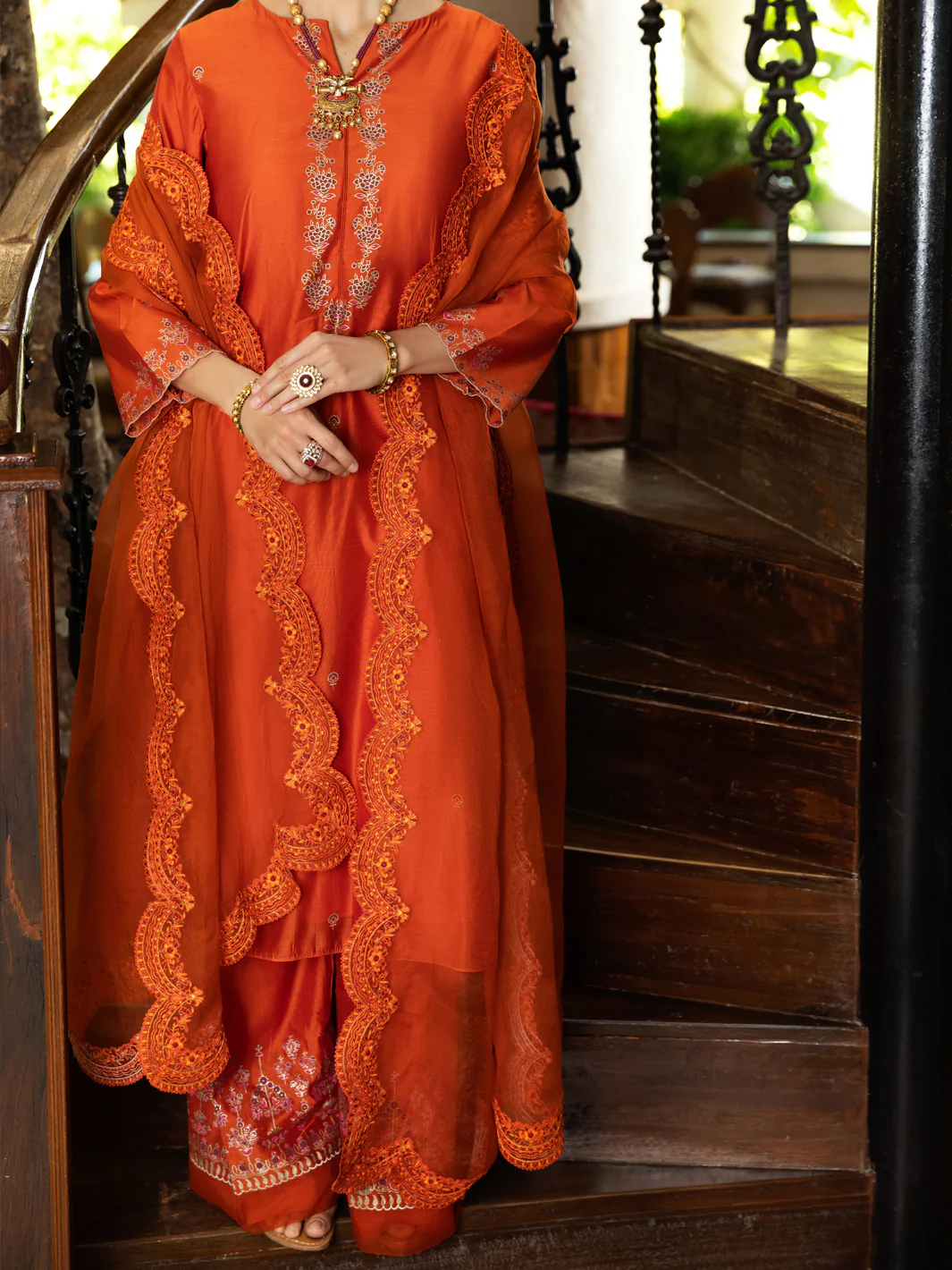 Orange Modal 2 Piece Stitched - ALCR-2PS-LKS-1073