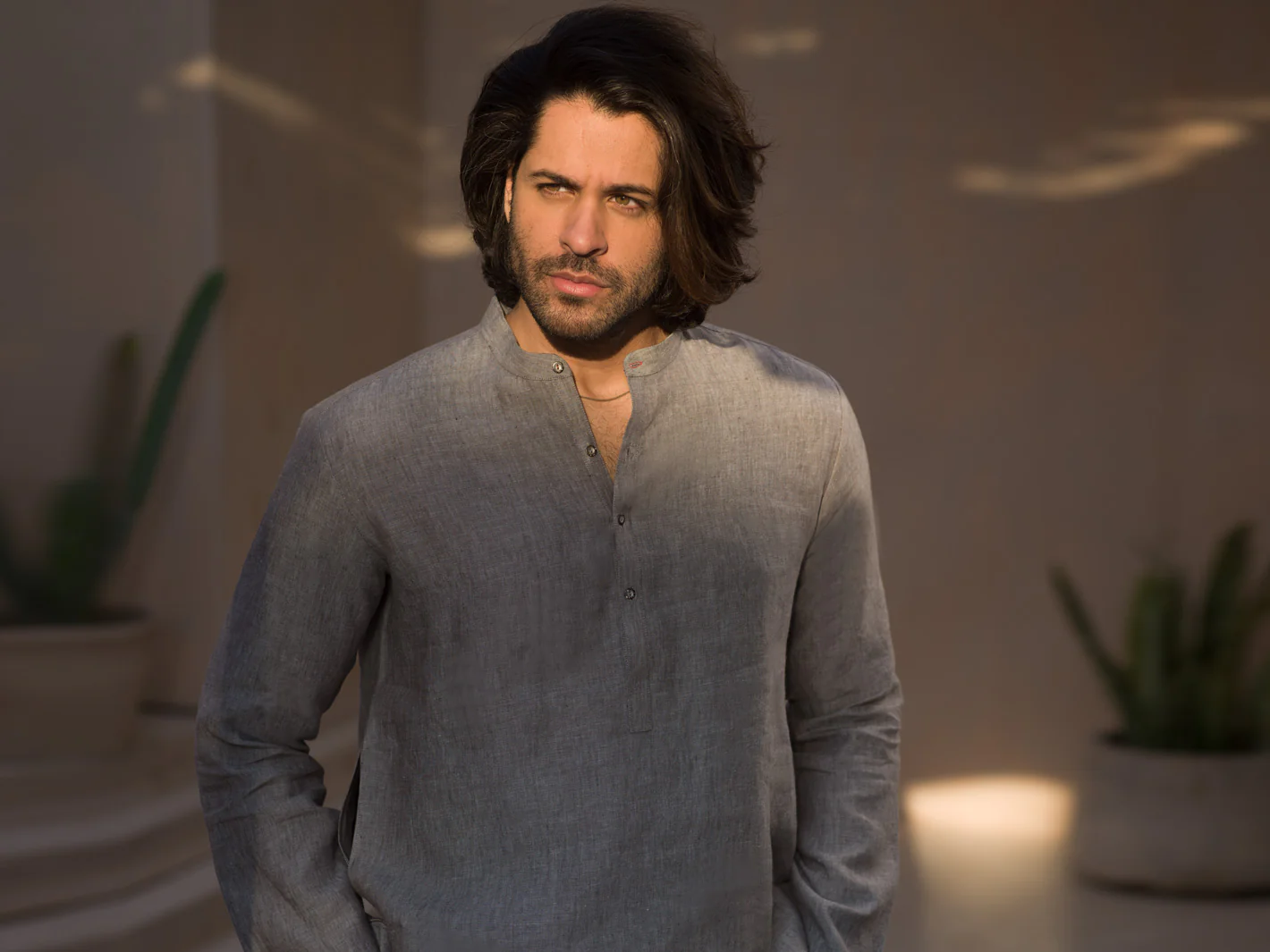 Grey Yarn Dyed Short Kurta - ALCR-K-005 - Image 3