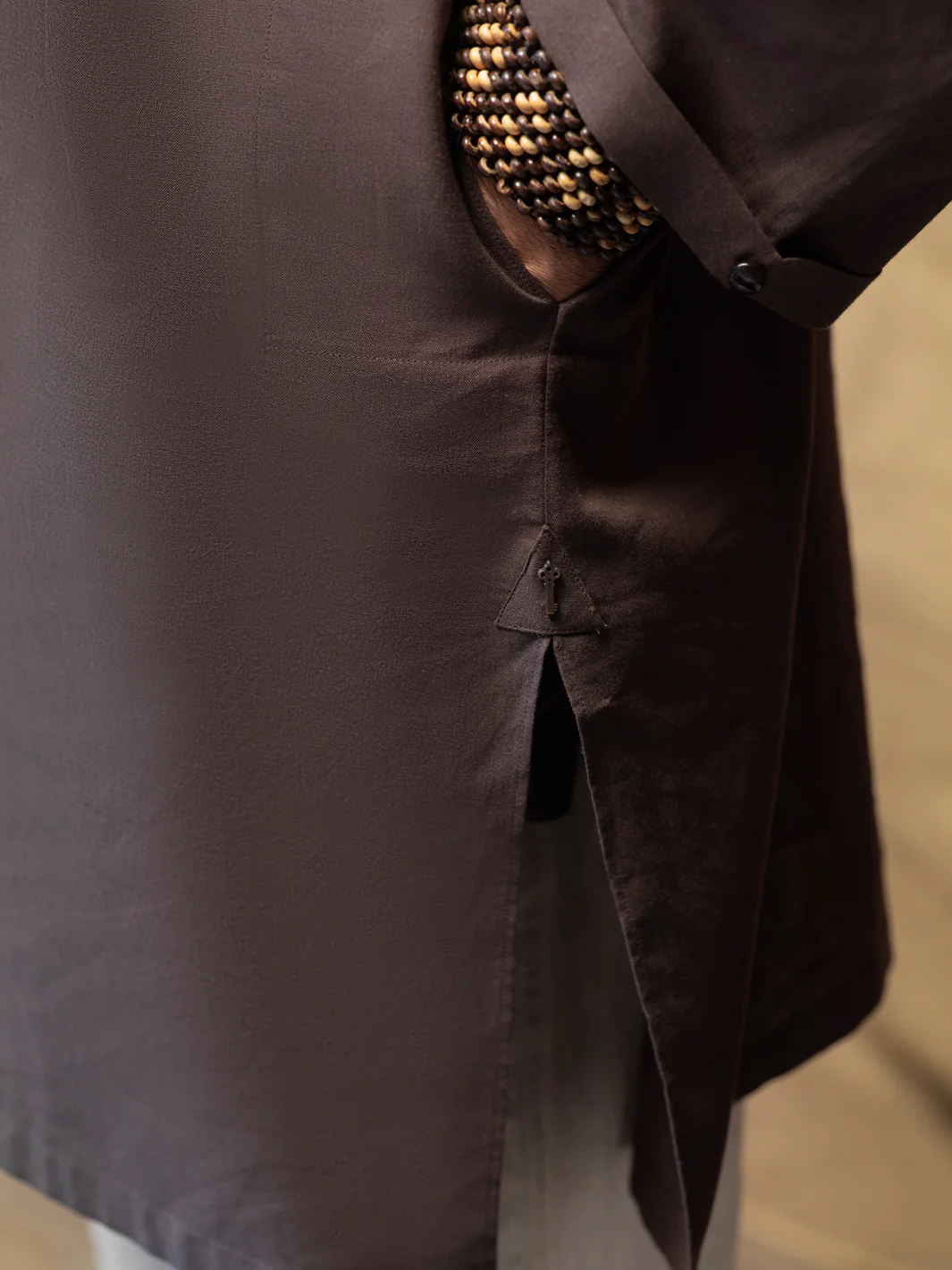 Brown Linen Short Kurta - ALCR-K-016 - Image 2