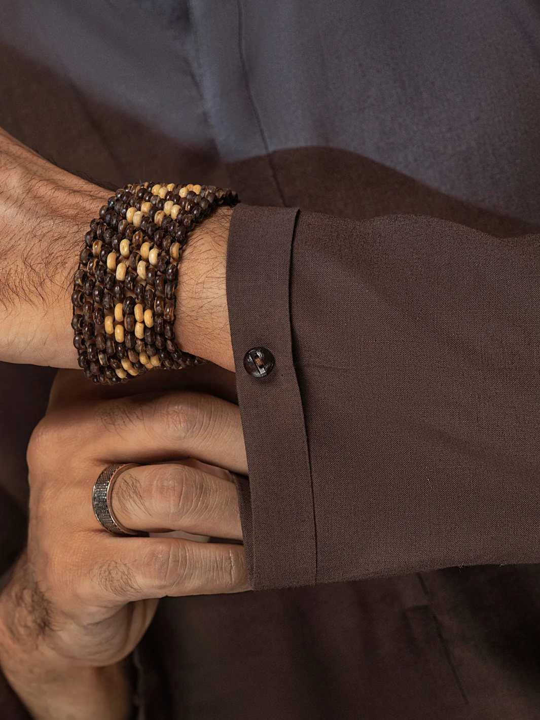 Brown Linen Short Kurta - ALCR-K-016 - Image 4