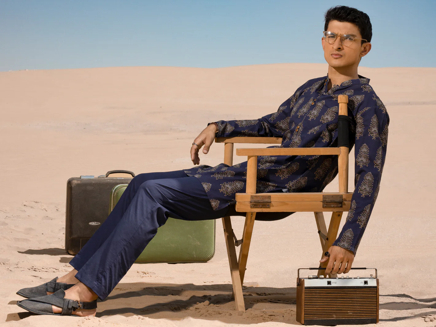 Blue Cotton Short Kurta - ALCR-K-035 - Image 3