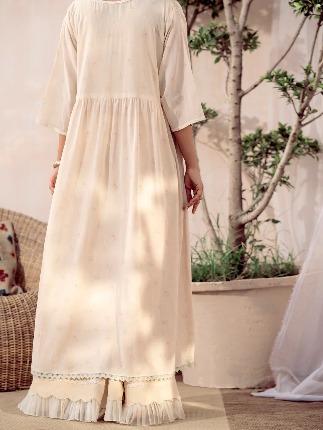 Off White Cotton Tunic - ALCR-LK-1078 - Image 2