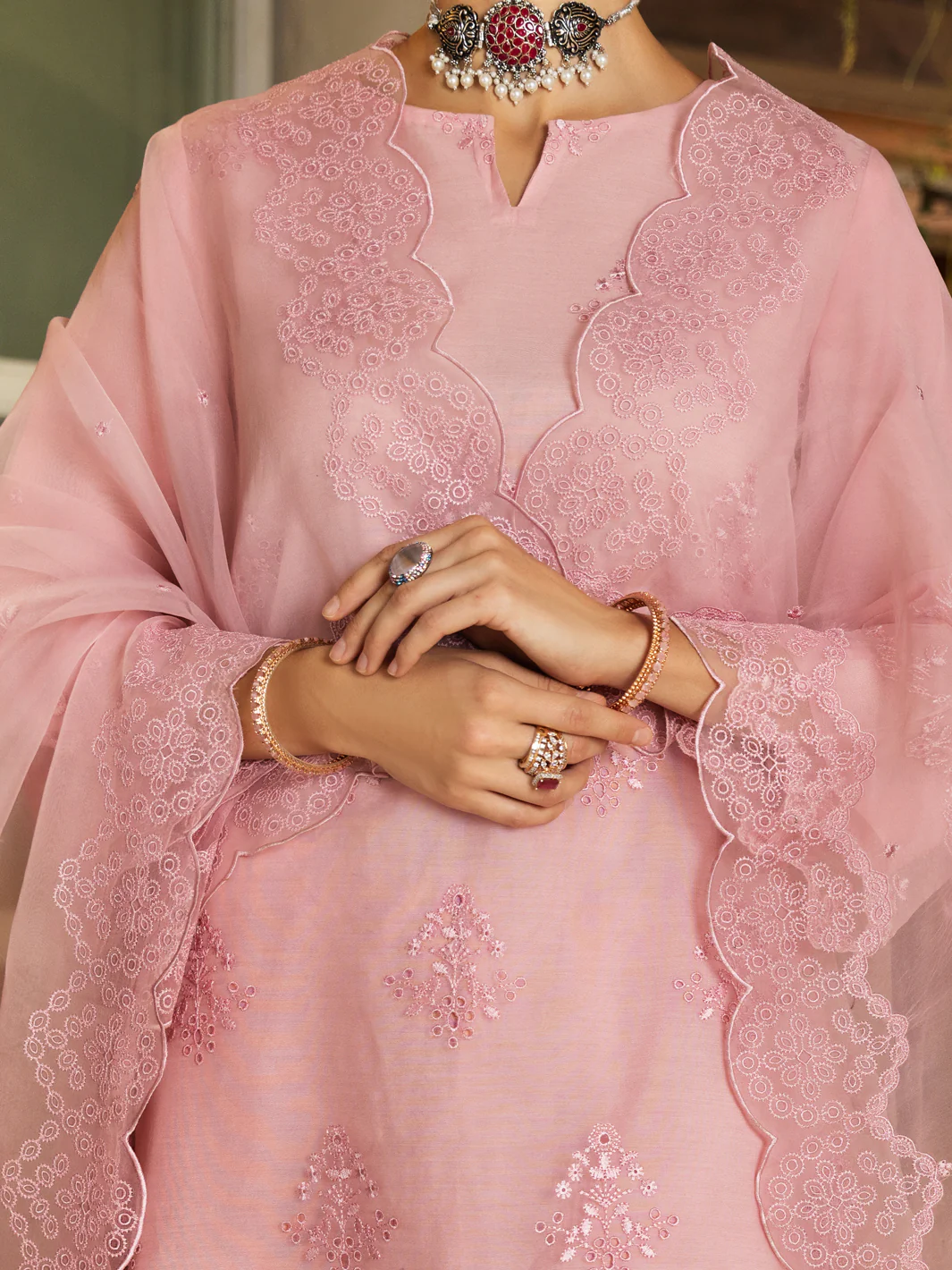 Light Pink Organza Tunic - ALCR-LK-1083 - Image 2
