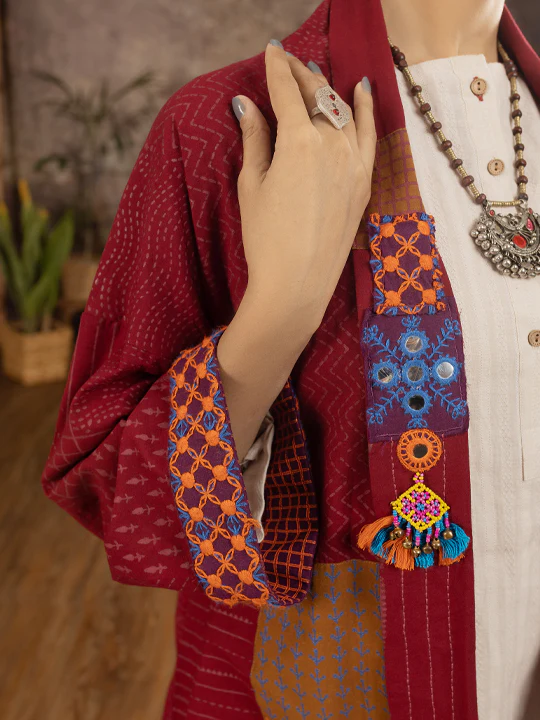 Maroon Karandi Tunic - ALCR-LK-1096 - Image 4