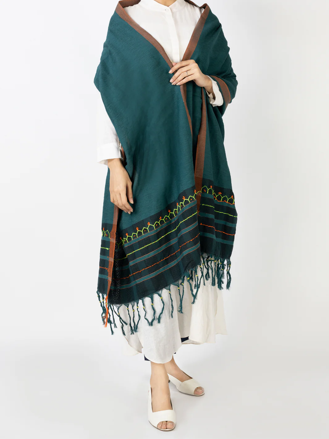 Dark Green Cotton Women Stole - ALCR-ST-1034