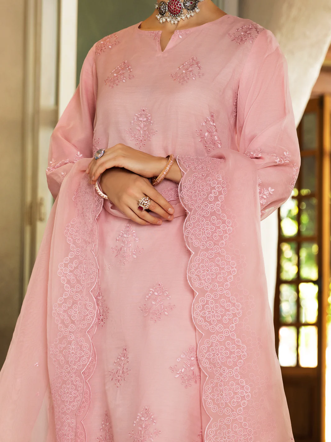 Light Pink Women Stole - ALCR-ST-1049 - Image 2