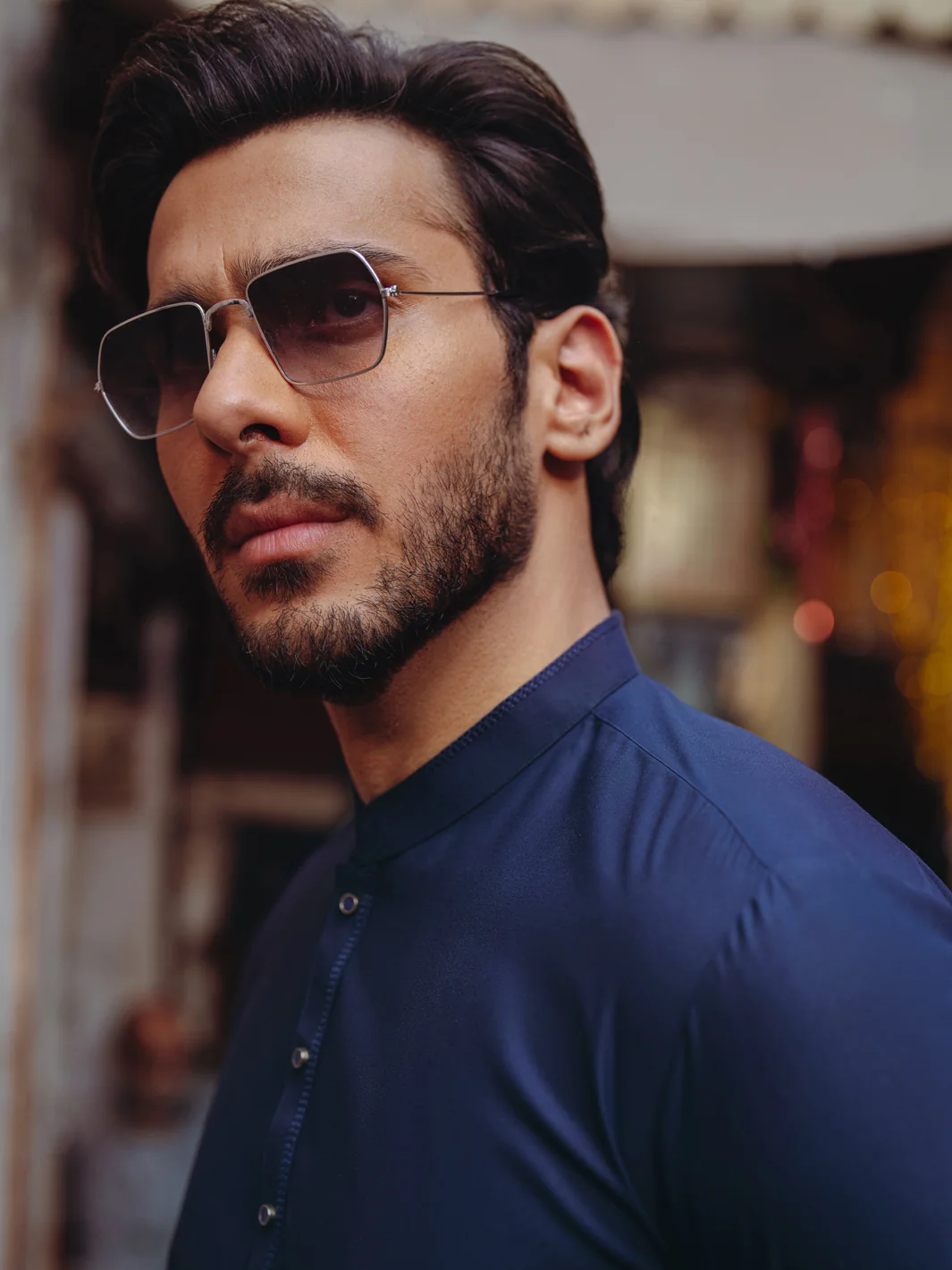 Midnight Blue Blended Kurta - ALET-K-2003 - Image 3