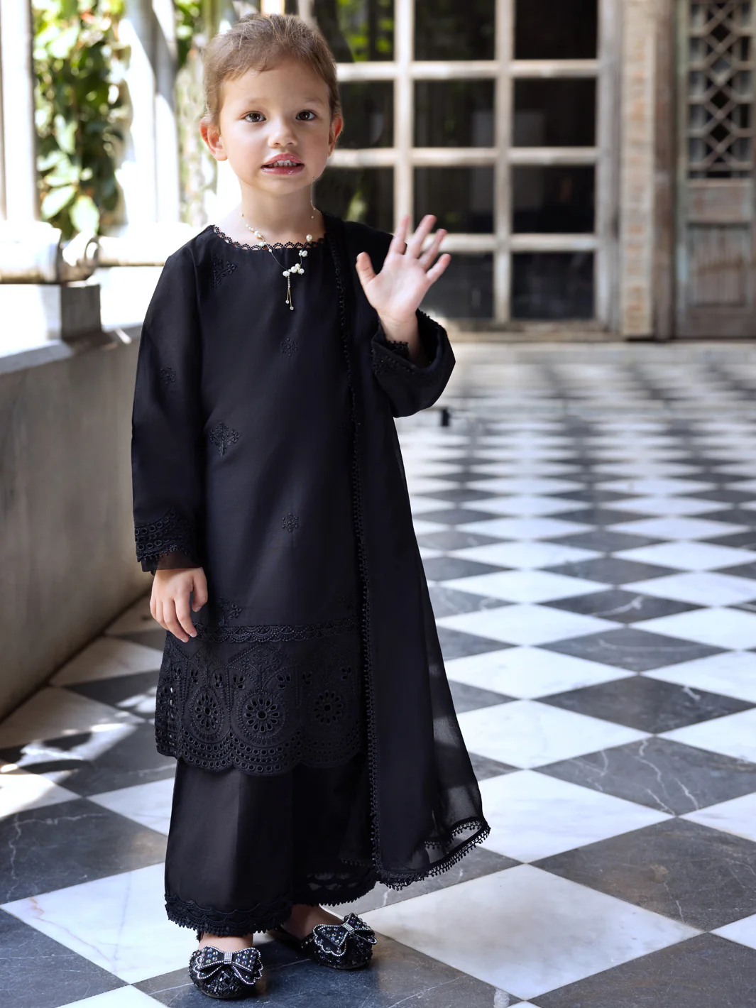 Black Lawn 3 Piece Stitched - ALGR-3PS-LS-017 - Image 2