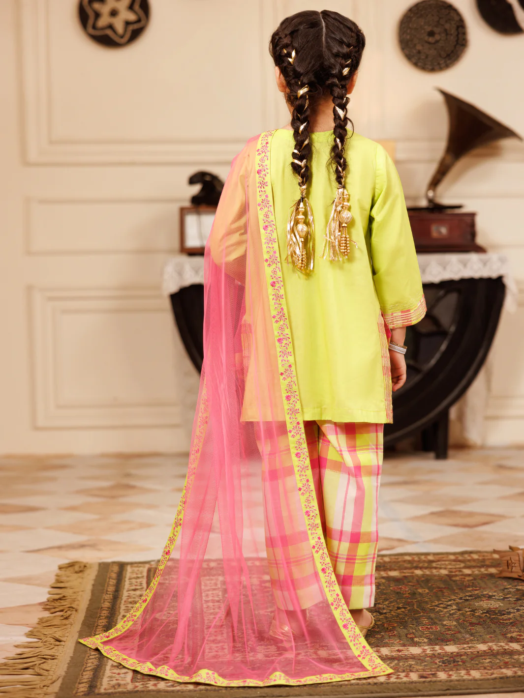 Parrot Green Dyed Formal 3Pc Stitched - ALGR-3PS-LS-027 - Image 3