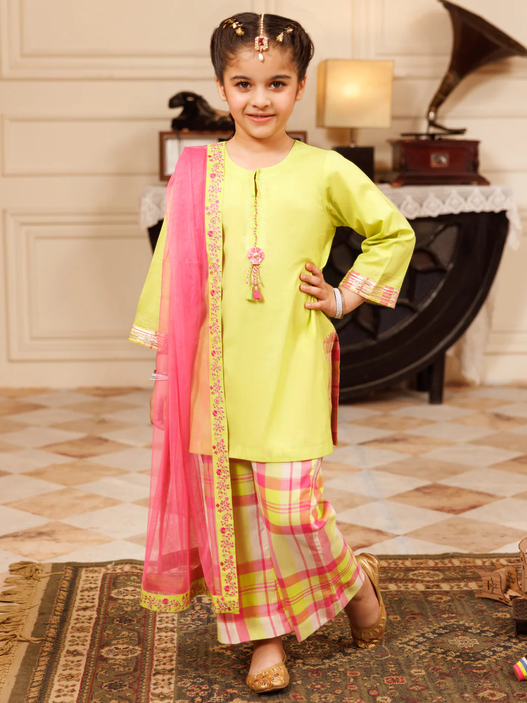 Parrot Green Dyed Formal 3Pc Stitched - ALGR-3PS-LS-027 - Image 5
