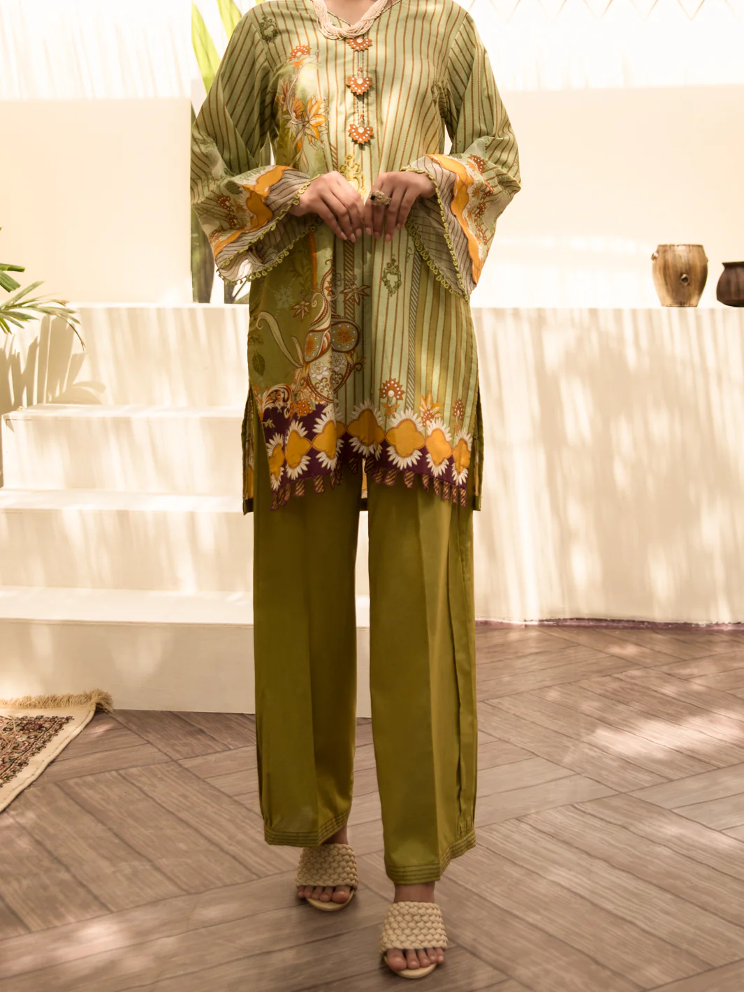 Sage Green Cambric 2 Piece Unstitched - ALP-2PS-1215