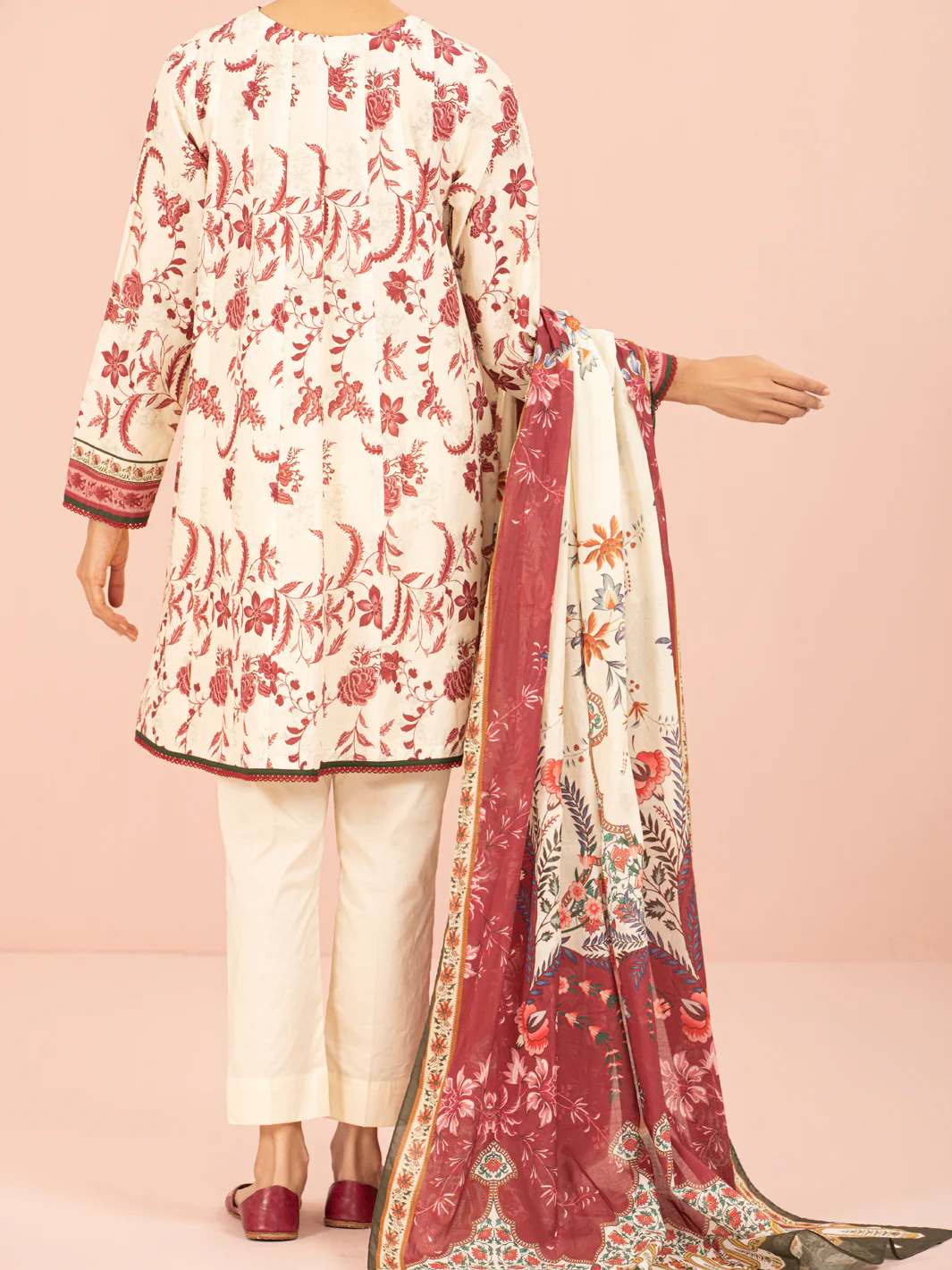 Cream Lawn 2 Piece Unstitched - ALP-2PS-1558 - Image 2