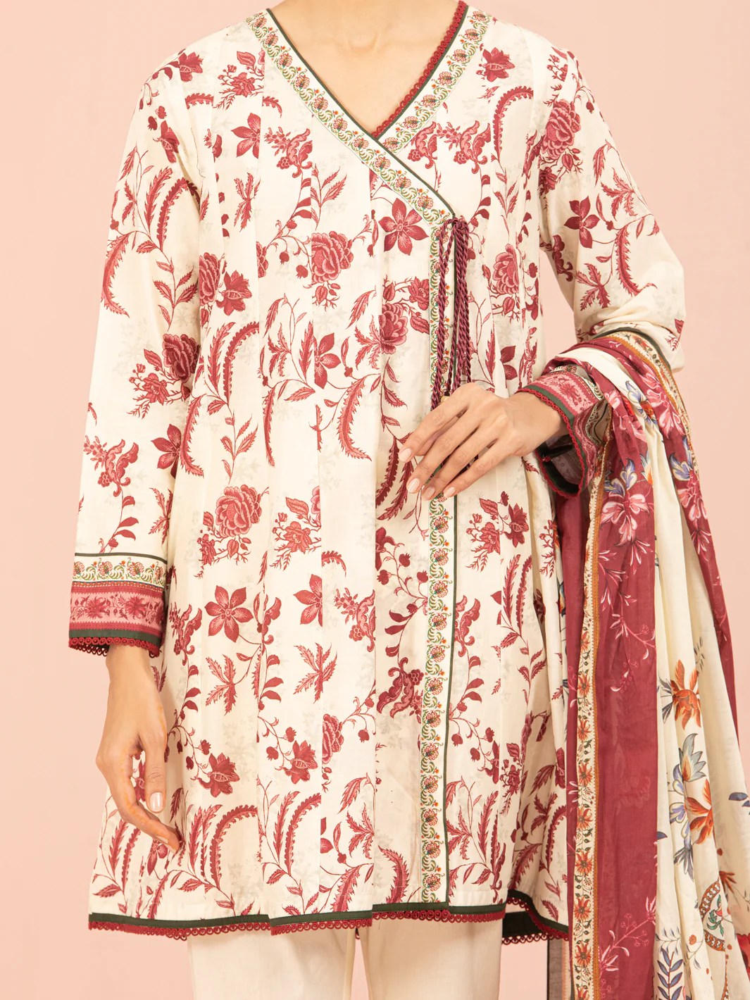 Cream Lawn 2 Piece Unstitched - ALP-2PS-1558 - Image 3