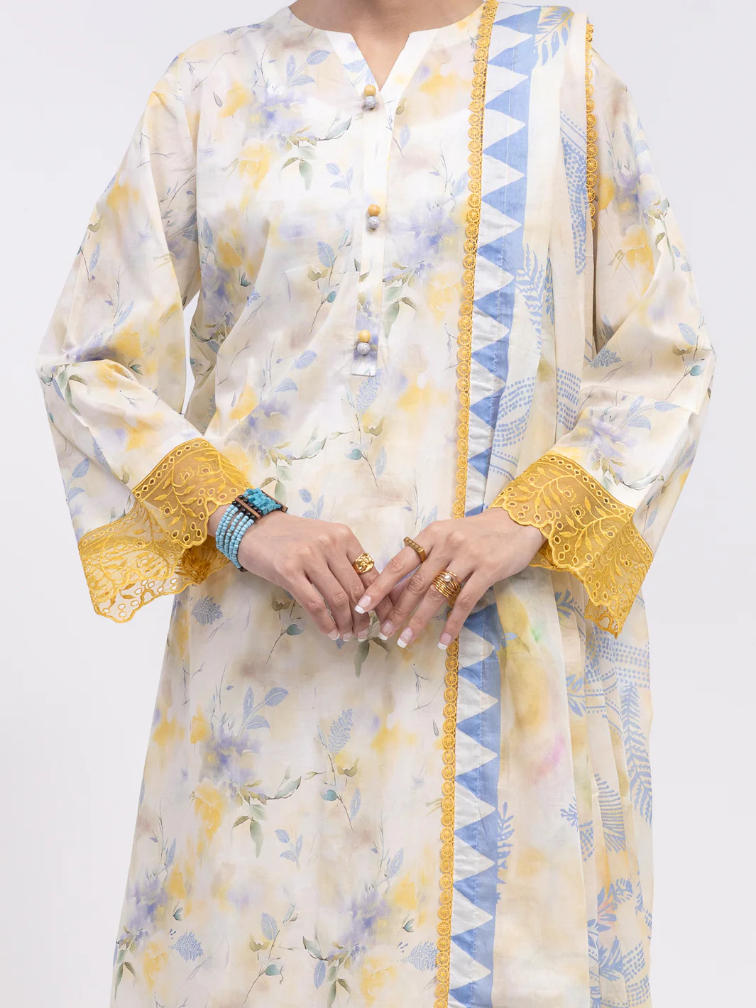 Off White Lawn 2Pc Unstitched - ALP-2PS-LKD-2475 - Image 2
