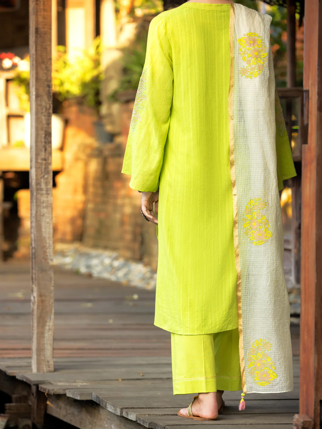 Lime Green Dobby 2 Piece Stitched - ALP-2PS-LKS-1829 - Image 2