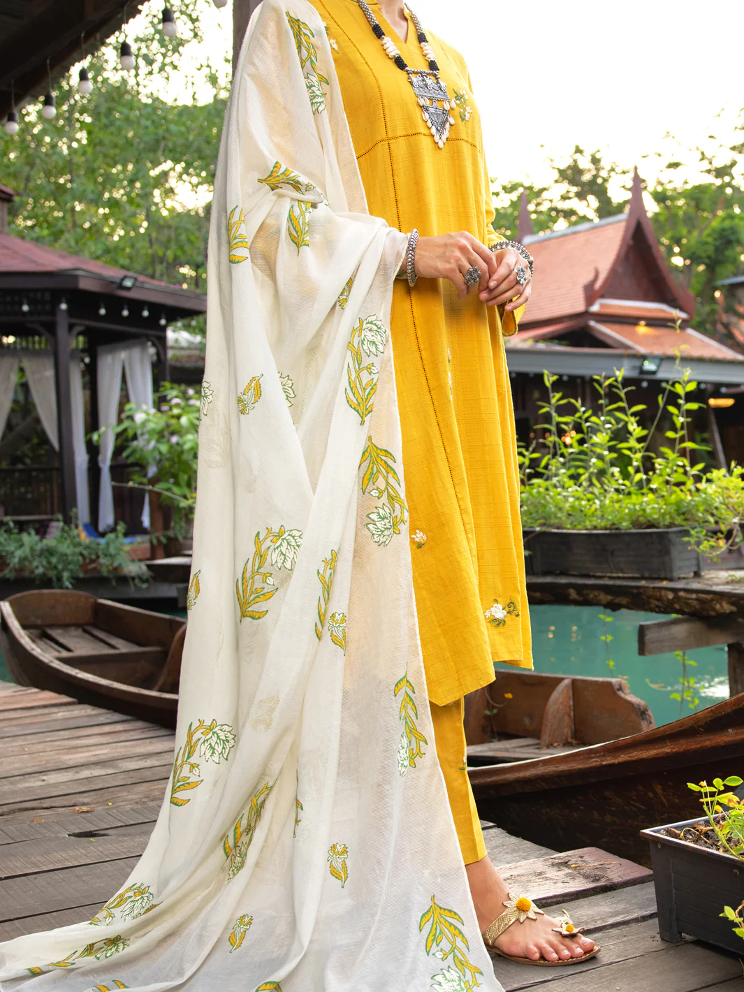 Mustard Dobby 2 Piece Stitched - ALP-2PS-LKS-1833 - Image 2