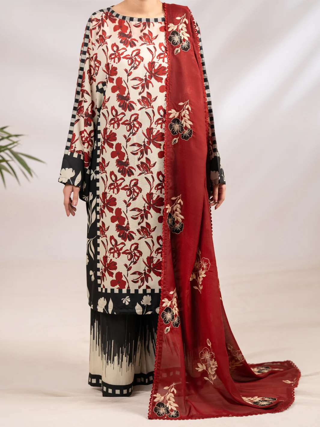 Maroon Silk Lawn 2Pc Stitched - ALP-2PS-LKS-2339 - Image 5