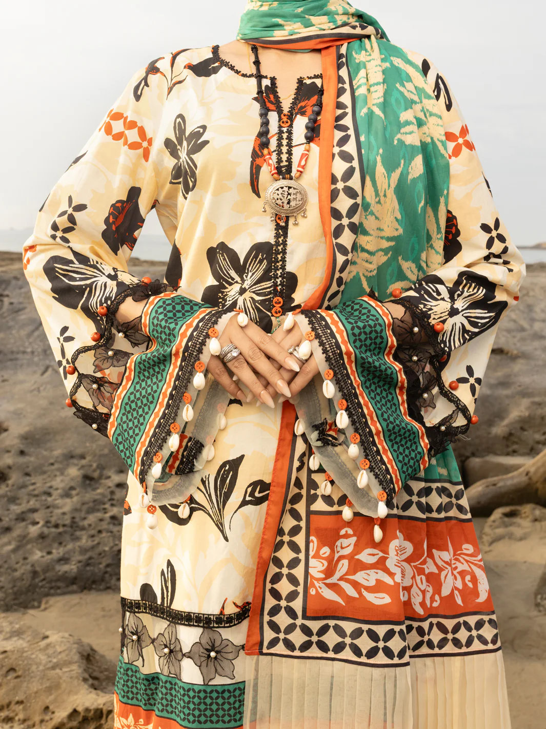 Beige Lawn 2 Piece Unstitched - ALP-2PS-SLKD-UN-2254 - Image 3